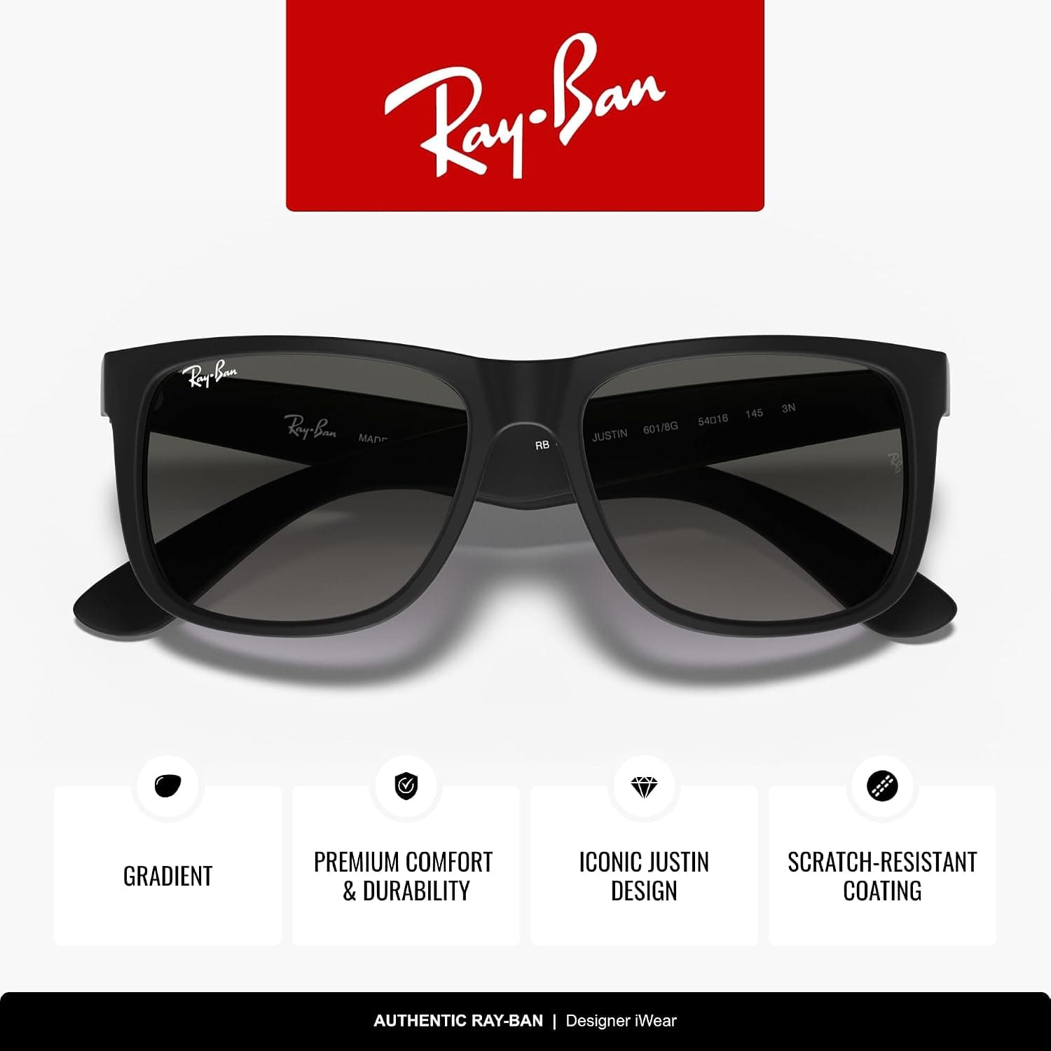 عینک آفتابی یونیسکس Ray-Ban نایلونی RB Justin مدل 0RB4165 عینک آفتابی یونیسکس Ray-Ban نایلونی RB Justin مدل 0RB4165