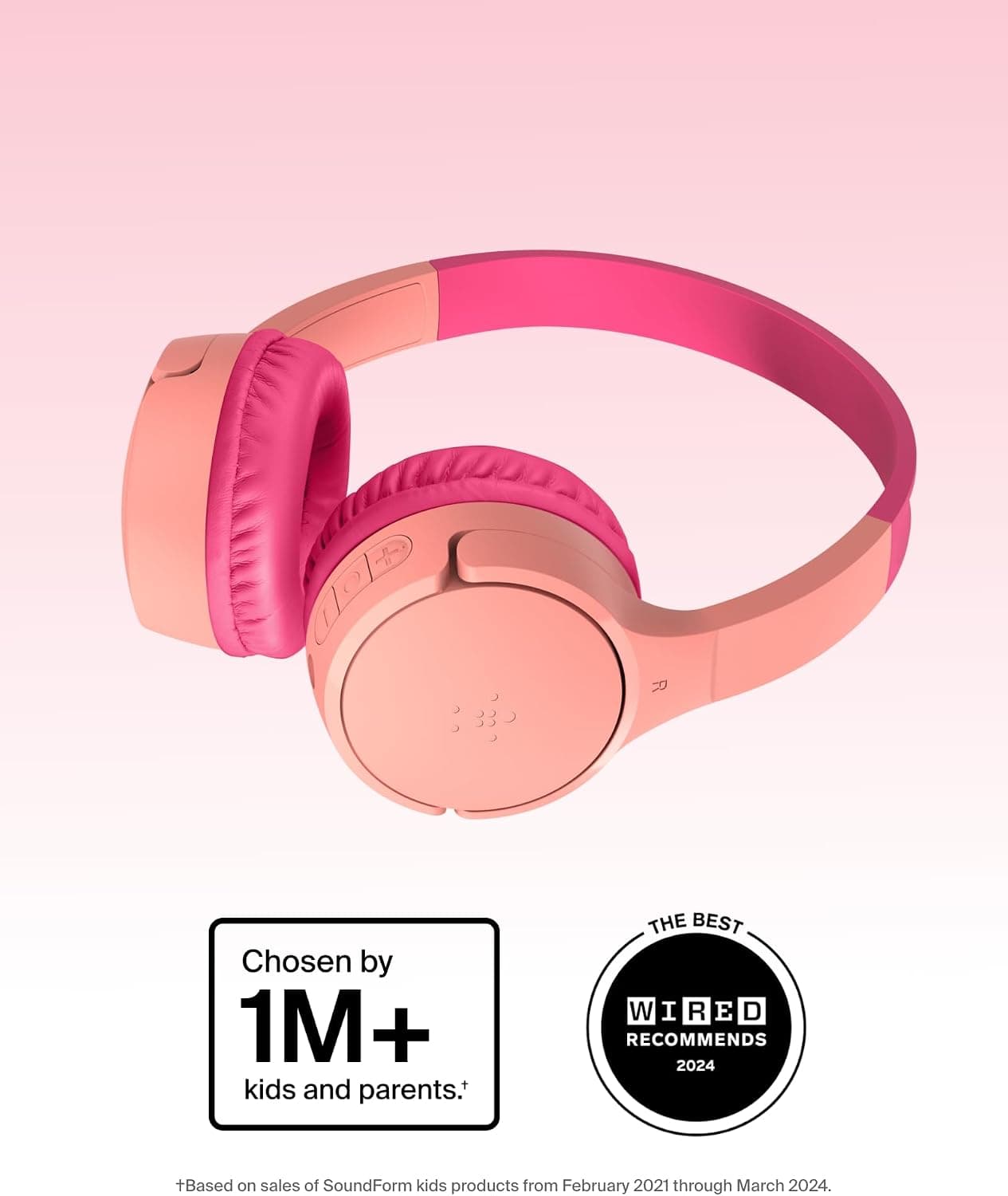 هدفون بیسیم کودکان Belkin SoundForm Mini با میکروفون صورتی هدفون بیسیم کودکان Belkin SoundForm Mini با میکروفون صورتی