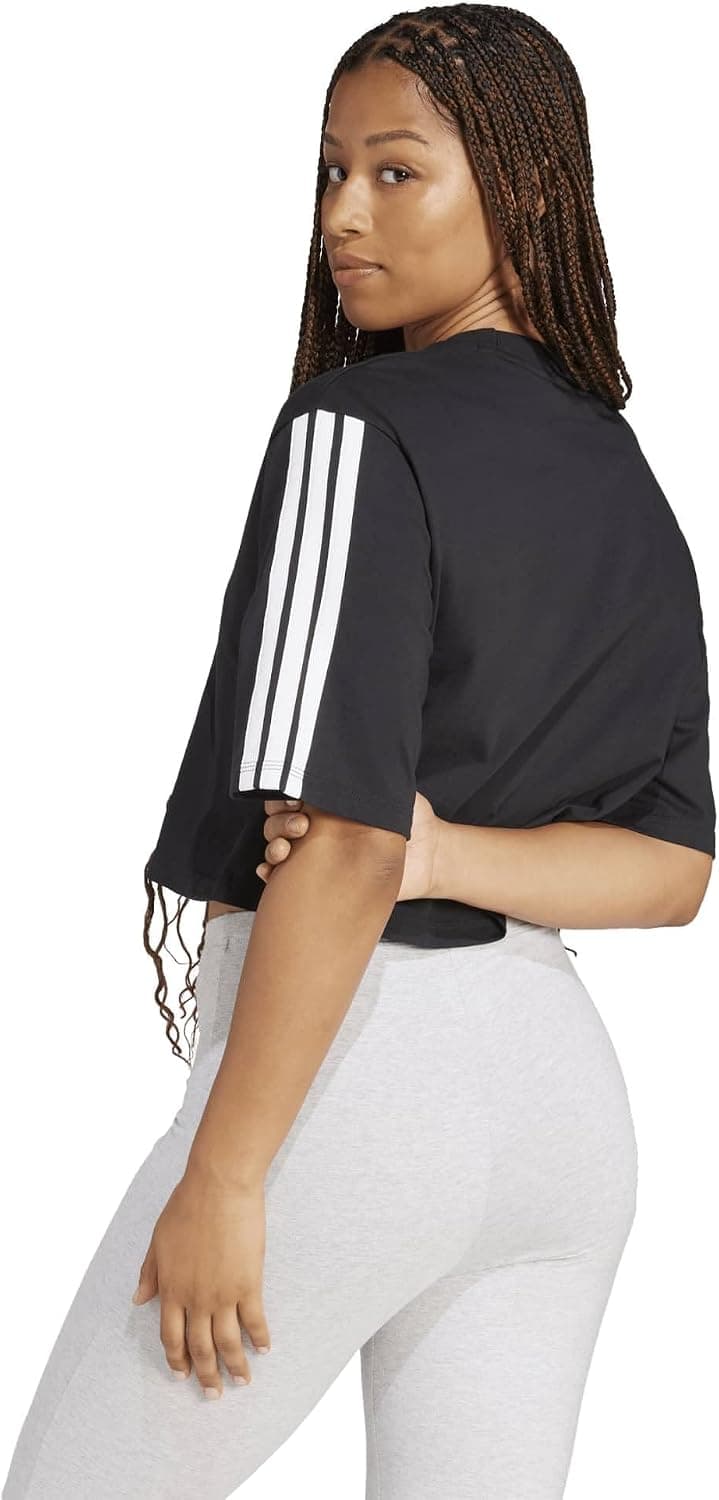 تیشرت زنانه adidas Essentials 3-Stripes نخی گشاد تیشرت زنانه adidas Essentials 3-Stripes نخی گشاد