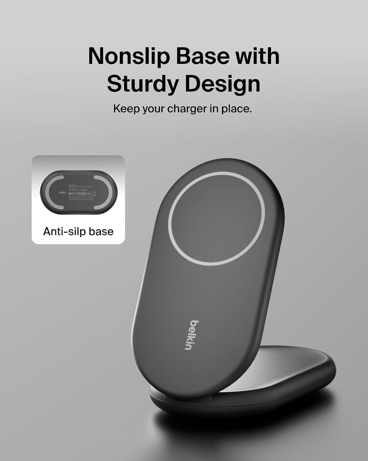 شارژر بیسیم تاشو Belkin BoostCharge با MagSafe و توان 15 وات مشکی شارژر بیسیم تاشو Belkin BoostCharge با MagSafe و توان 15 وات مشکی
