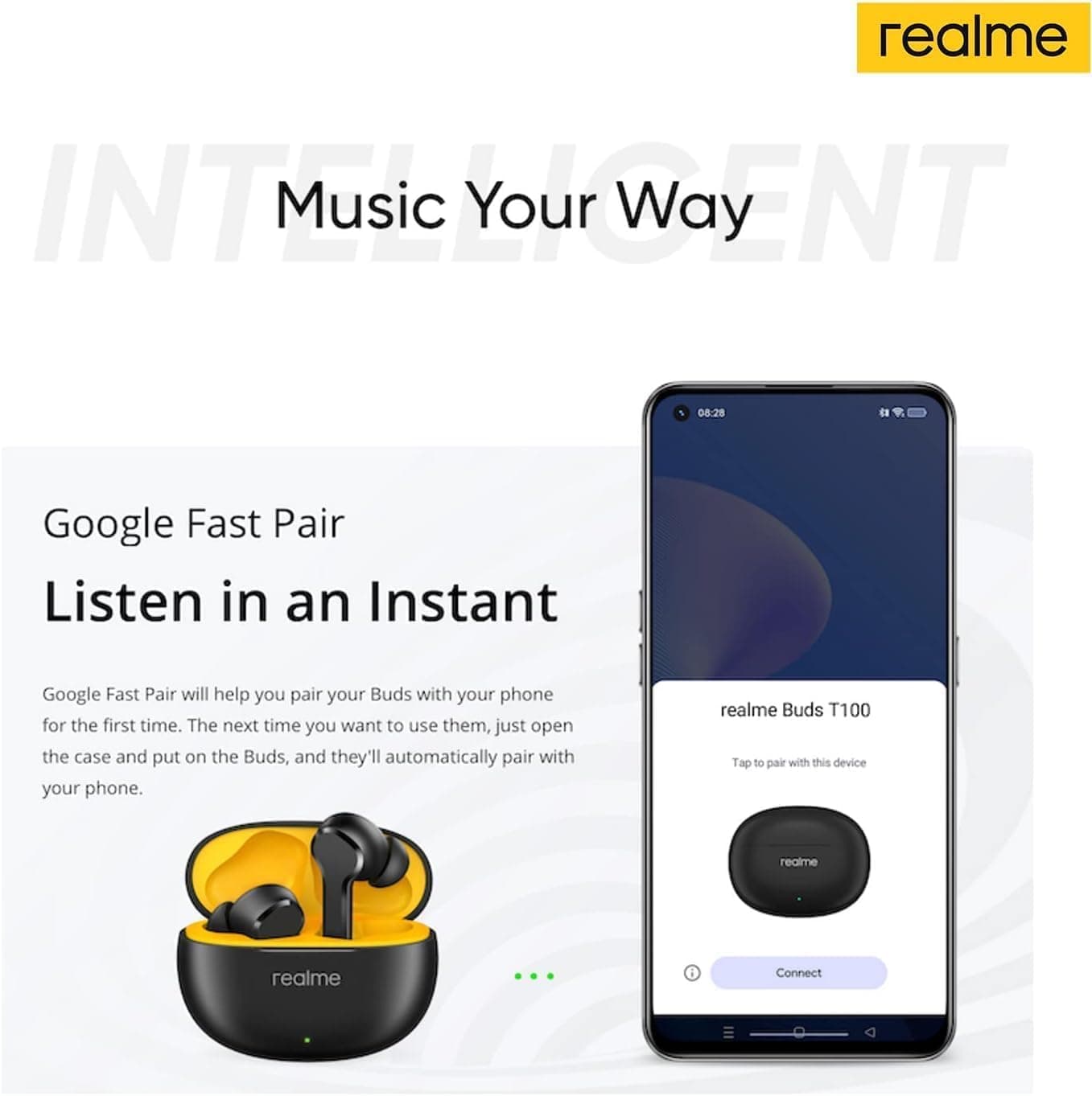 هندزفری بلوتوثی realme Buds T100 مدل RMA2109 سفید هندزفری بلوتوثی realme Buds T100 مدل RMA2109 سفید