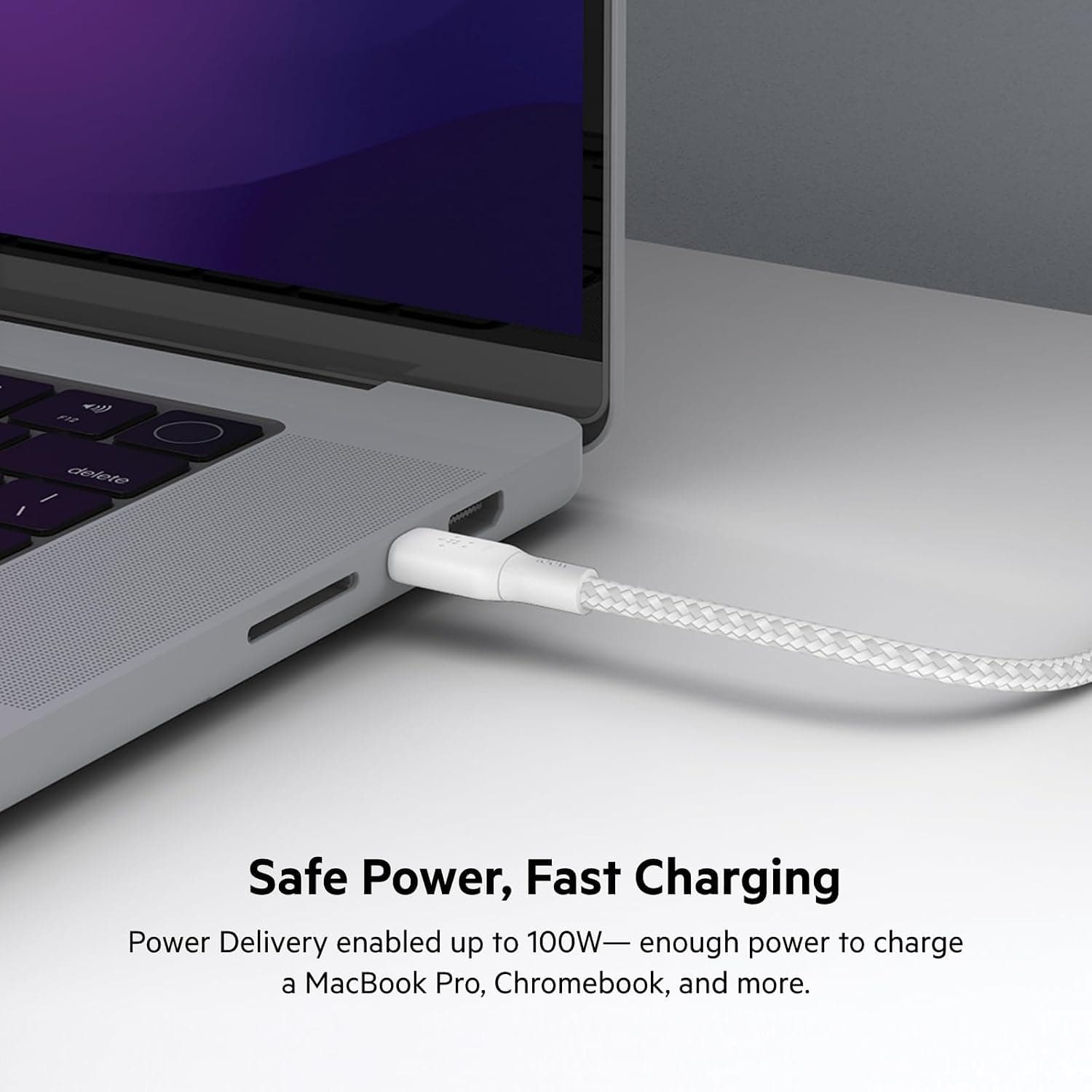 کابل USB Type C به C Belkin 100W، بافته نایلونی، 2 متری، سفید کابل USB Type C به C Belkin 100W، بافته نایلونی، 2 متری، سفید
