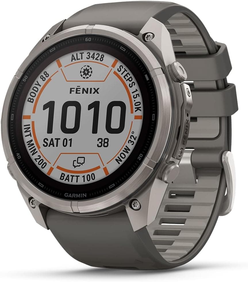 ساعت هوشمند Garmin تیتانیومی با بند سیلیکونی خاکستری مدل Fenix 9 Pro Solar 51mm ساعت هوشمند Garmin تیتانیومی با بند سیلیکونی خاکستری مدل Fenix 9 Pro Solar 51mm