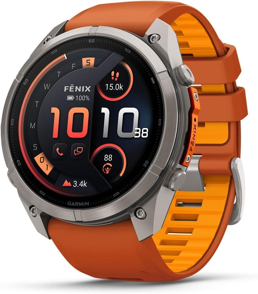 ساعت هوشمند Garmin تیتانیومی Fenix 9 Pro مدل 51mm با بند سیلیکونی نارنجی ساعت هوشمند Garmin تیتانیومی Fenix 9 Pro مدل 51mm با بند سیلیکونی نارنجی