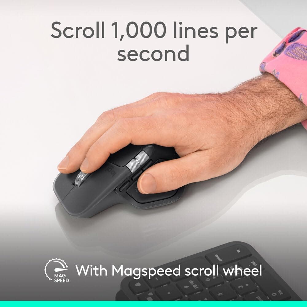 ماوس بیسیم ارگونومیک Logitech با بازخورد لمسی، اسکرول فوقسریع و شارژ USB-C، گرافیتی مدل MX Master 4 ماوس بیسیم ارگونومیک Logitech با بازخورد لمسی، اسکرول فوقسریع و شارژ USB-C، گرافیتی مدل MX Master 4