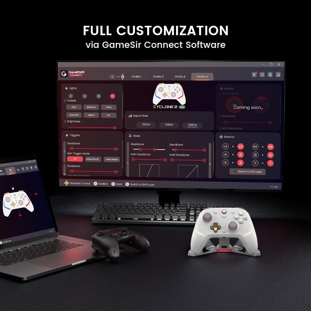 دسته بازی بیسیم کامپیوتر GameSir با جویاستیکهای TMR و نرخ 1000Hz مدل Cyclone 2 دسته بازی بیسیم کامپیوتر GameSir با جویاستیکهای TMR و نرخ 1000Hz مدل Cyclone 2