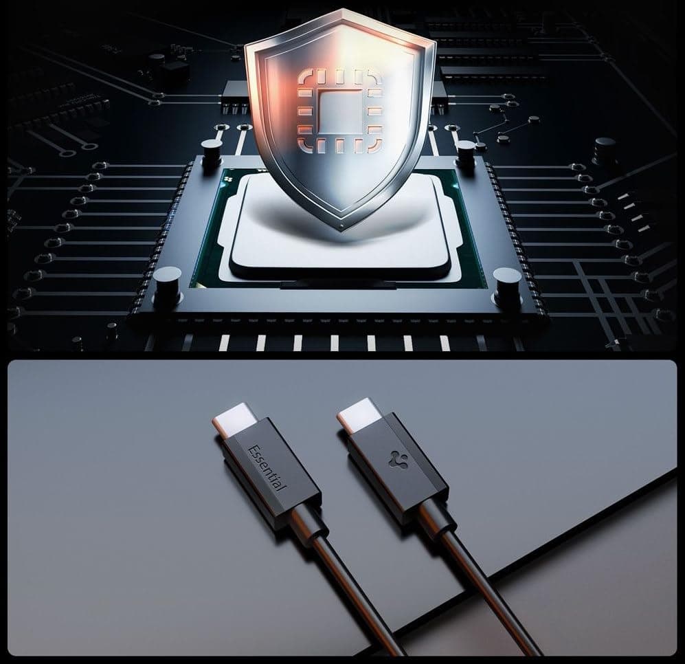کابل Spigen Essential با USB-C به USB-C شارژ سریع 60W مشکی 1m کابل Spigen Essential با USB-C به USB-C شارژ سریع 60W مشکی 1m