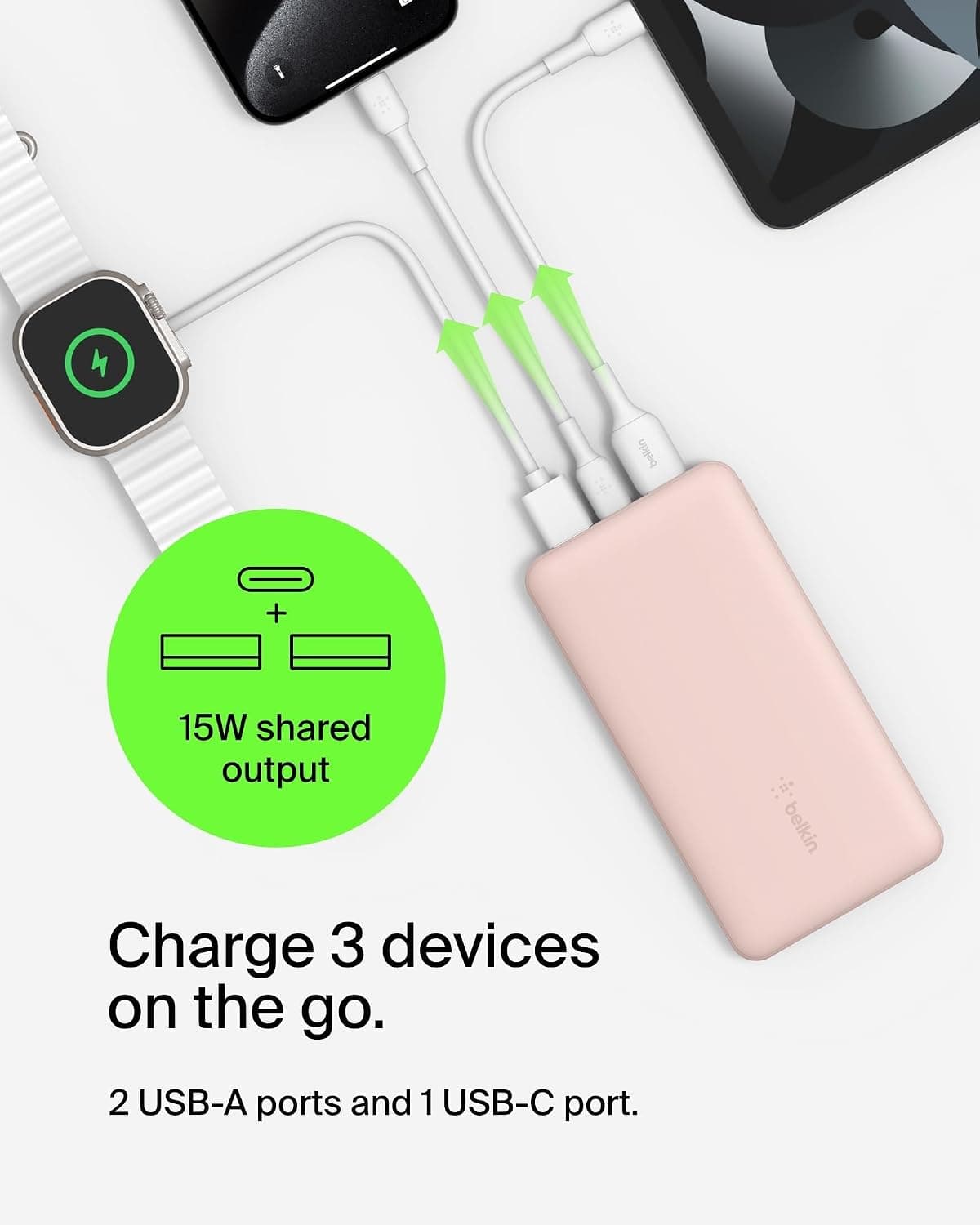 پاوربانک Belkin BoostCharge 10000mAh 15W با 1 پورت USB-C و 2 پورت USB-A پاوربانک Belkin BoostCharge 10000mAh 15W با 1 پورت USB-C و 2 پورت USB-A