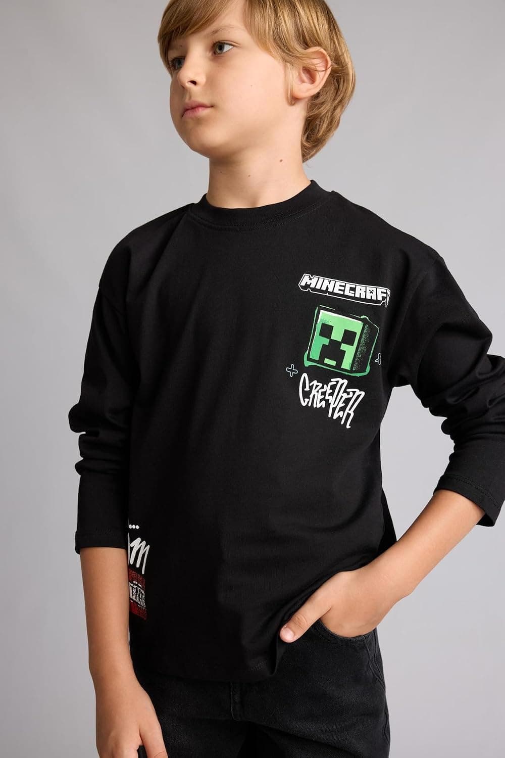 تیشرت آستینبلند پسرانه DeFacto Minecraft اورسایز یقهگرد با چاپ پشت مدل I2014A826AU تیشرت آستینبلند پسرانه DeFacto Minecraft اورسایز یقهگرد با چاپ پشت مدل I2014A826AU
