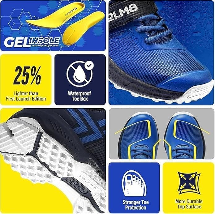 کفش کریکت مردانه SOLM8 با میخ لاستیکی، پنجه پهن، بند Speed-Fit و کفی ژلهای مدل S8 کفش کریکت مردانه SOLM8 با میخ لاستیکی، پنجه پهن، بند Speed-Fit و کفی ژلهای مدل S8