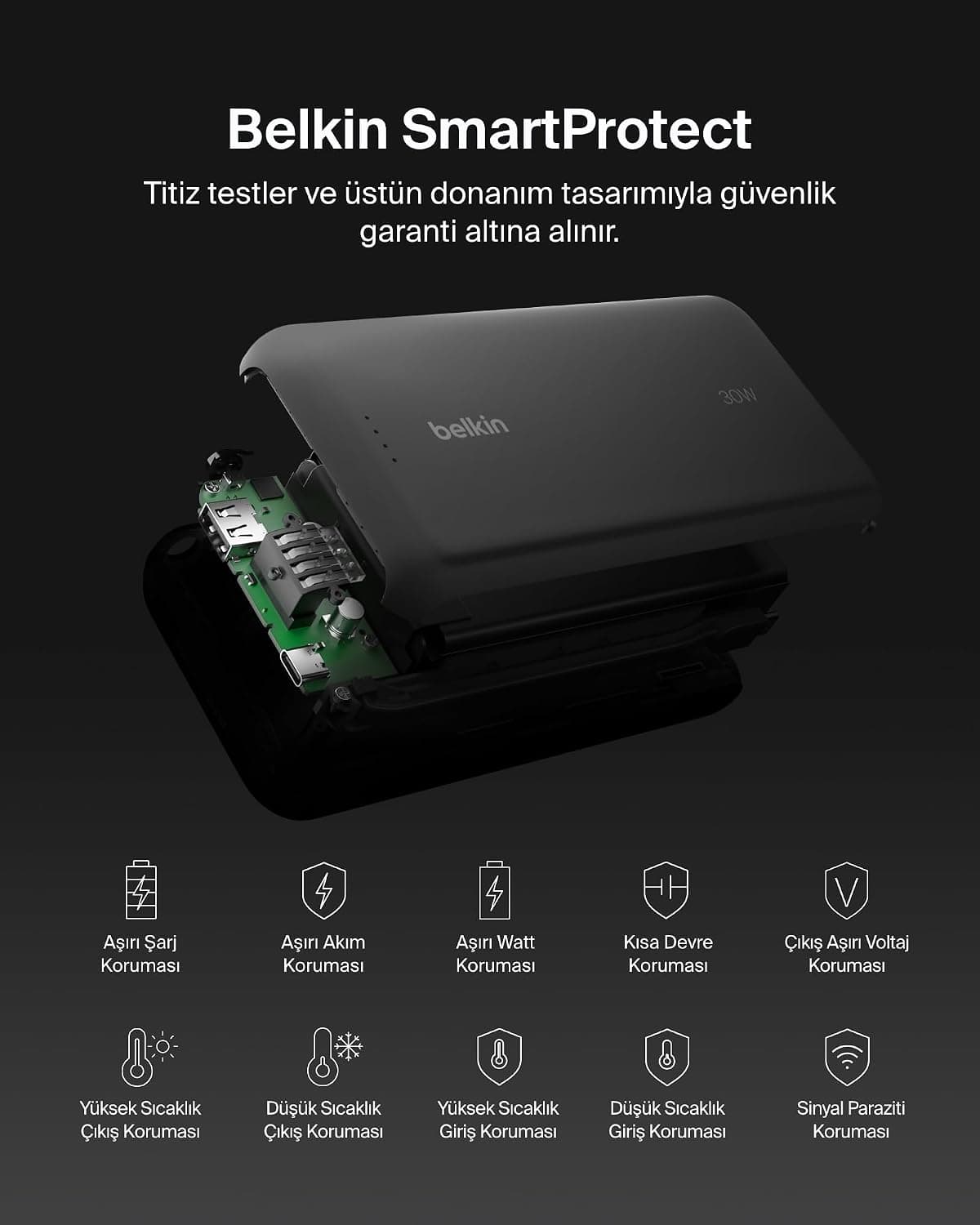 پاوربانک Belkin 20K با کابل داخلی، شارژ سریع 30 W، USB-C، مشکی پاوربانک Belkin 20K با کابل داخلی، شارژ سریع 30 W، USB-C، مشکی