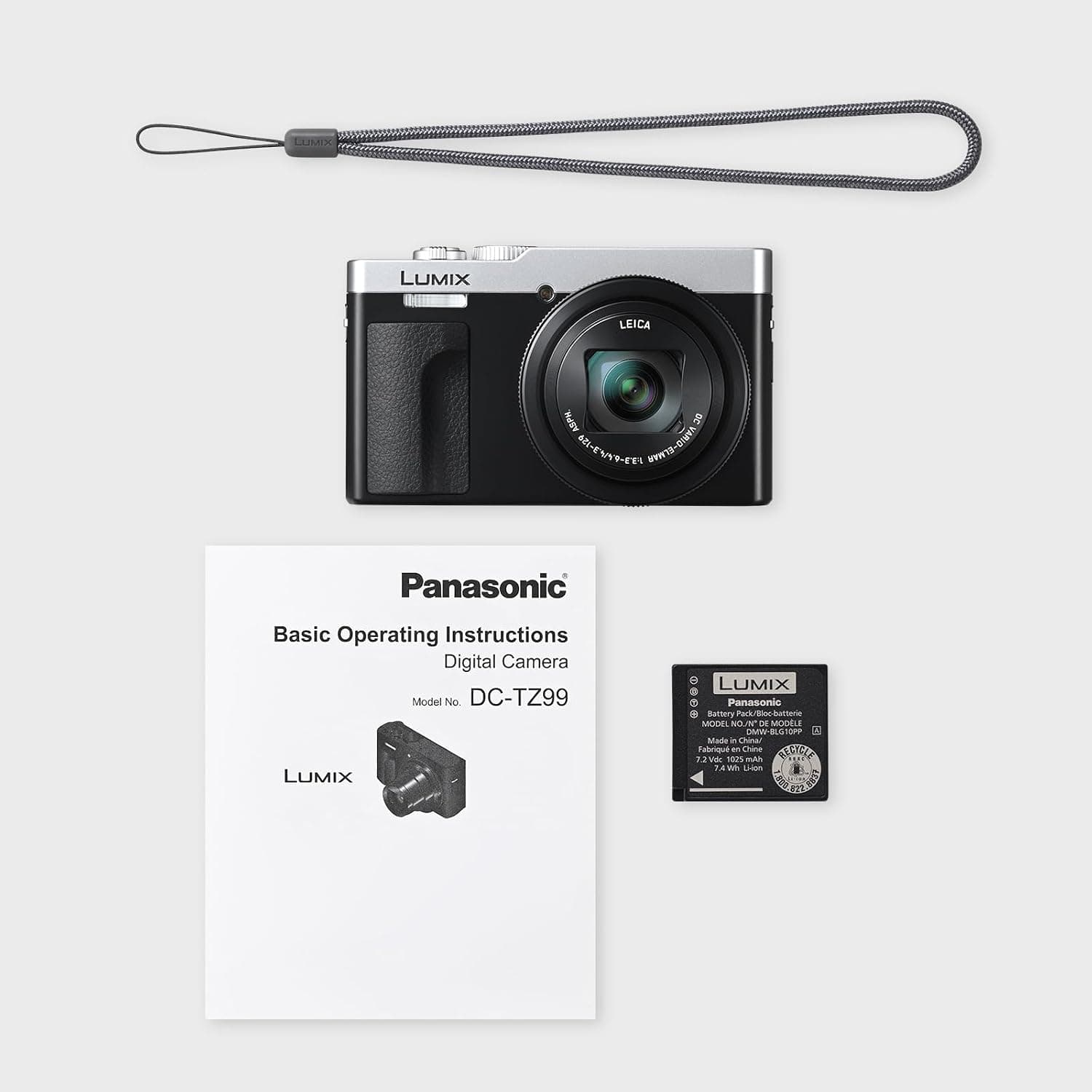 دوربین کامپکت سفری Panasonic LUMIX مدل DC-TZ99E-S با لنز Leica DC، زوم 30x، 20,3 MP، فیلمبرداری 4K 30p، نمایشگر تاشو 3 اینچی، نقرهای دوربین کامپکت سفری Panasonic LUMIX مدل DC-TZ99E-S با لنز Leica DC، زوم 30x، 20,3 MP، فیلمبرداری 4K 30p، نمایشگر تاشو 3 اینچی، نقرهای