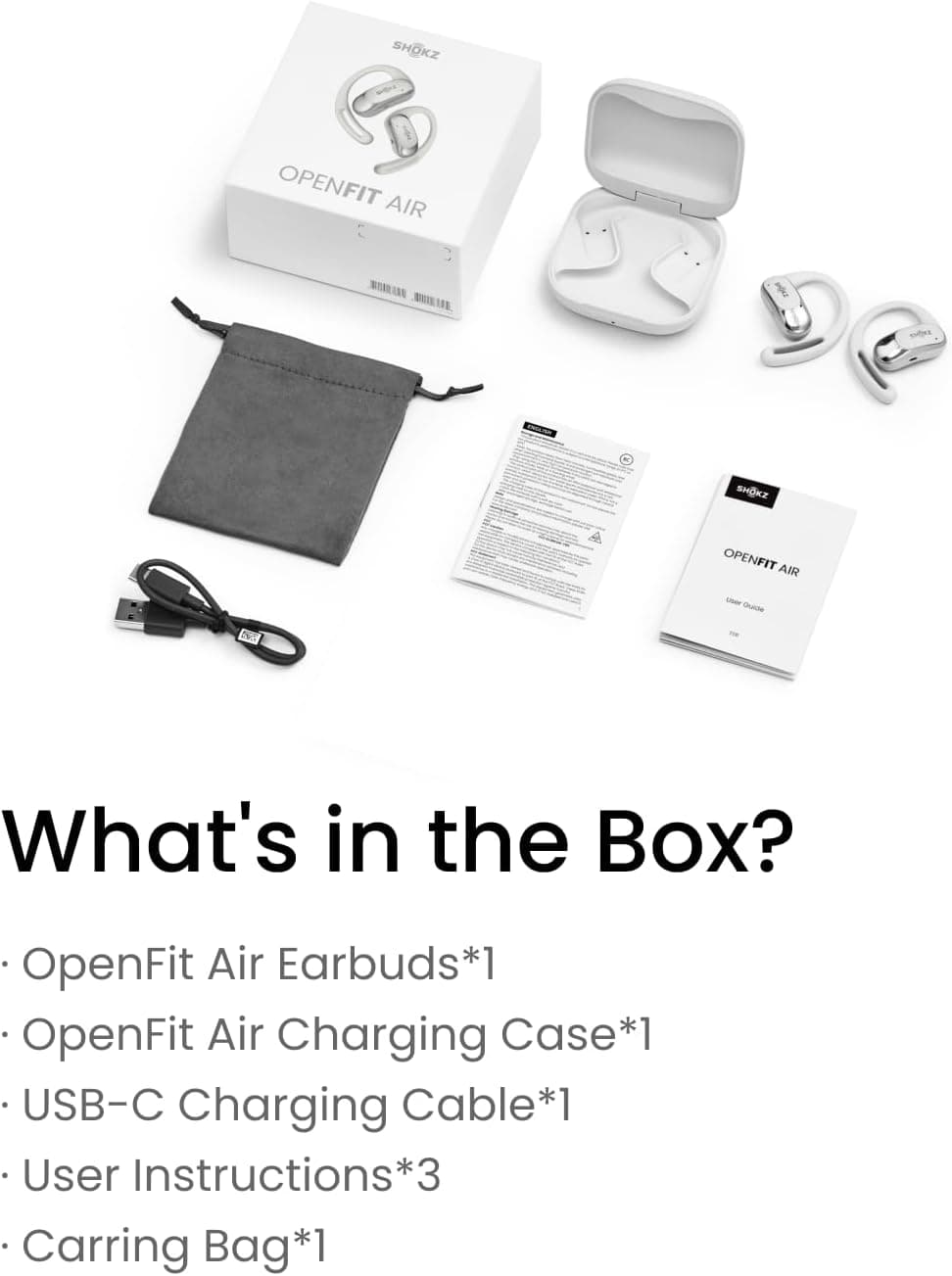 هدفون بیسیم SHOKZ OpenFit Air گوشباز سفید هدفون بیسیم SHOKZ OpenFit Air گوشباز سفید
