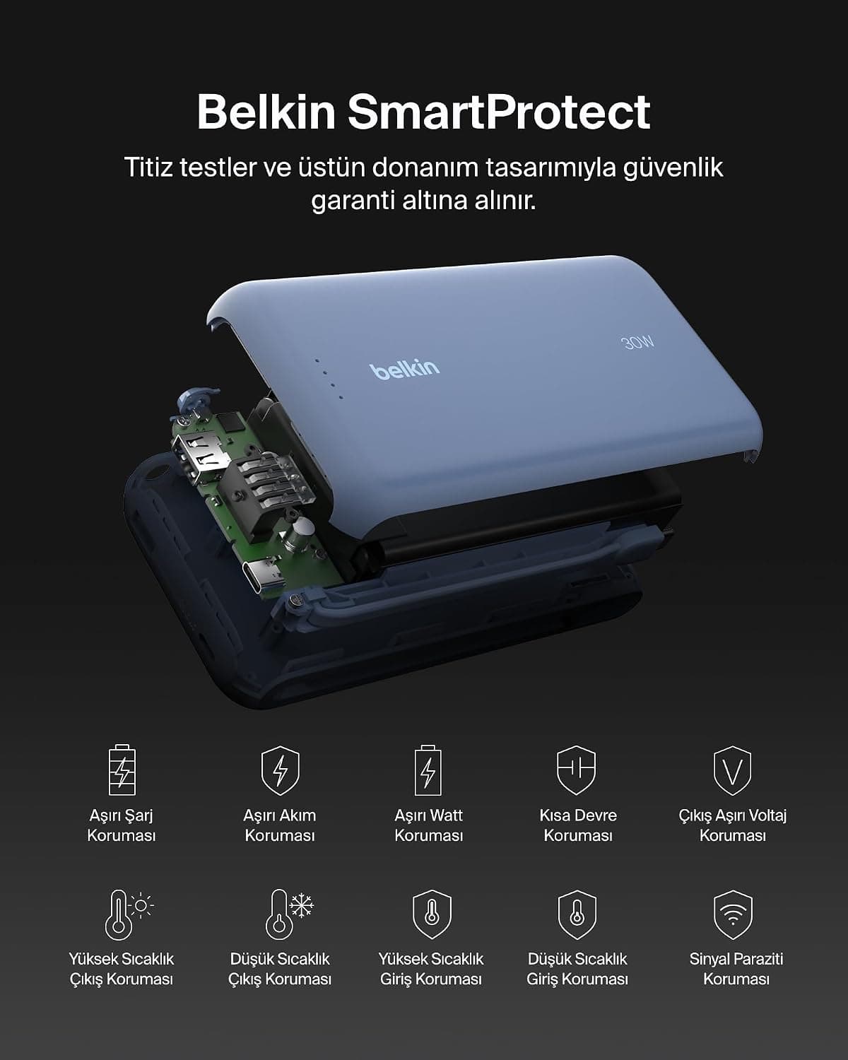 شارژر همراه Belkin 20K با کابل داخلی، شارژ سریع 30 W، USB-C، آبی شارژر همراه Belkin 20K با کابل داخلی، شارژ سریع 30 W، USB-C، آبی