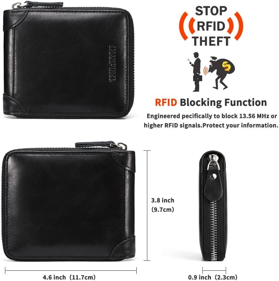کیف پول مردانه CHANPINCL چرمی زیپدار RFID دولت چندجاکارتی با جای سکه مشکی کیف پول مردانه CHANPINCL چرمی زیپدار RFID دولت چندجاکارتی با جای سکه مشکی