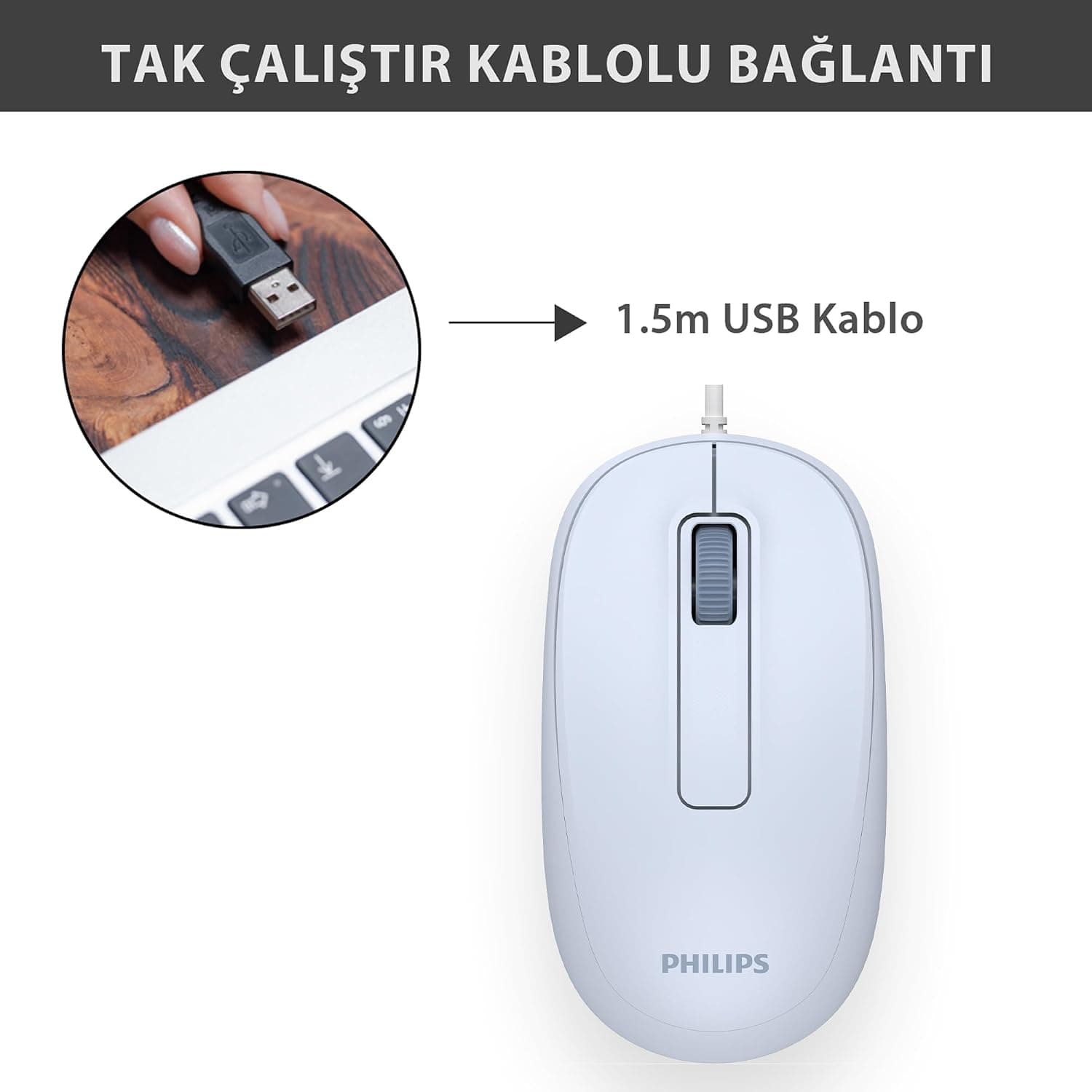 ماوس PHILIPS نوری کابلی USB 1200DPI سه دکمه آبی مدل SPK7238 ماوس PHILIPS نوری کابلی USB 1200DPI سه دکمه آبی مدل SPK7238