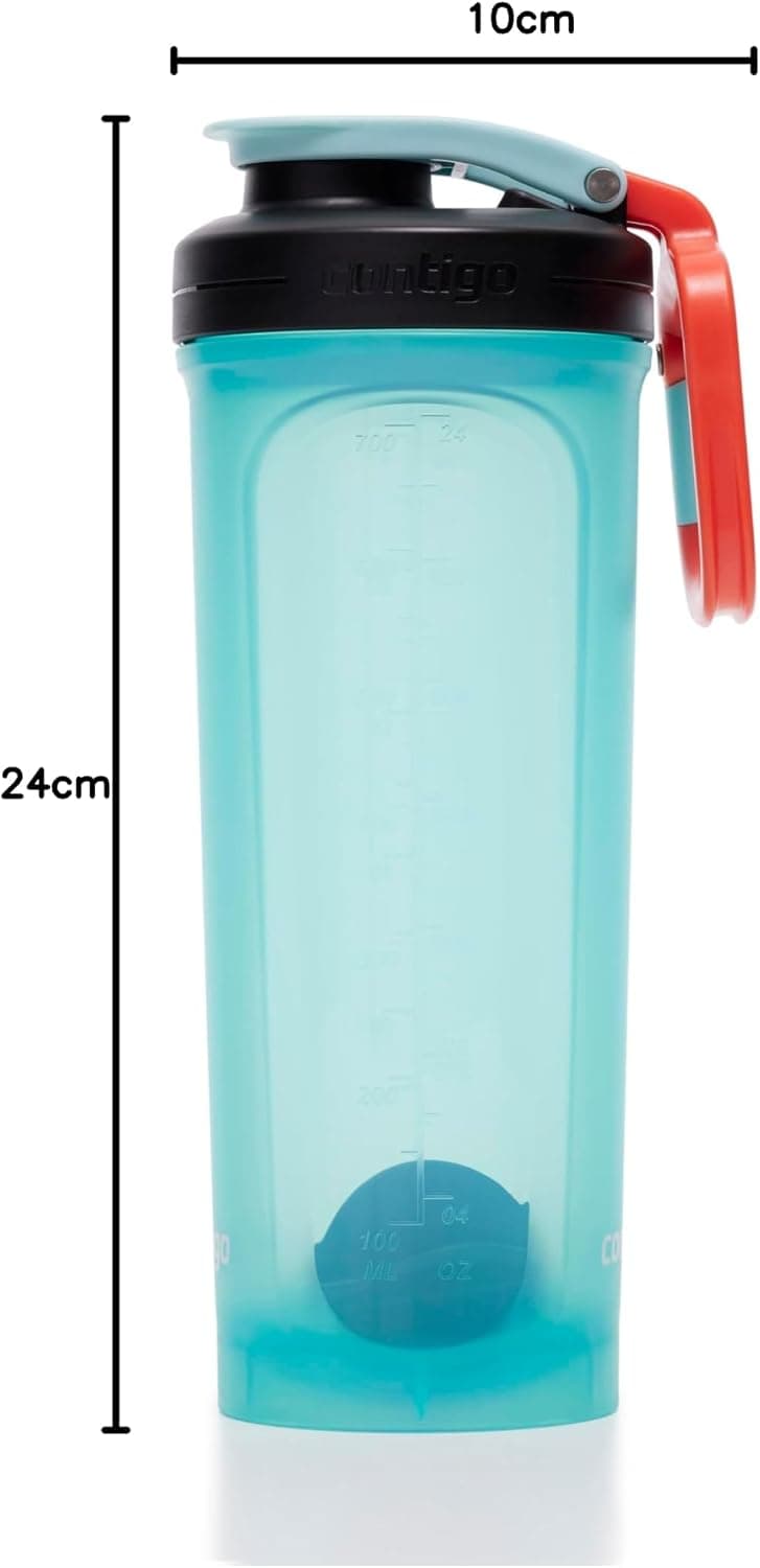 قمقمه و شیکر ورزشی Contigo Shake Go 820ML فیروزهای قمقمه و شیکر ورزشی Contigo Shake Go 820ML فیروزهای