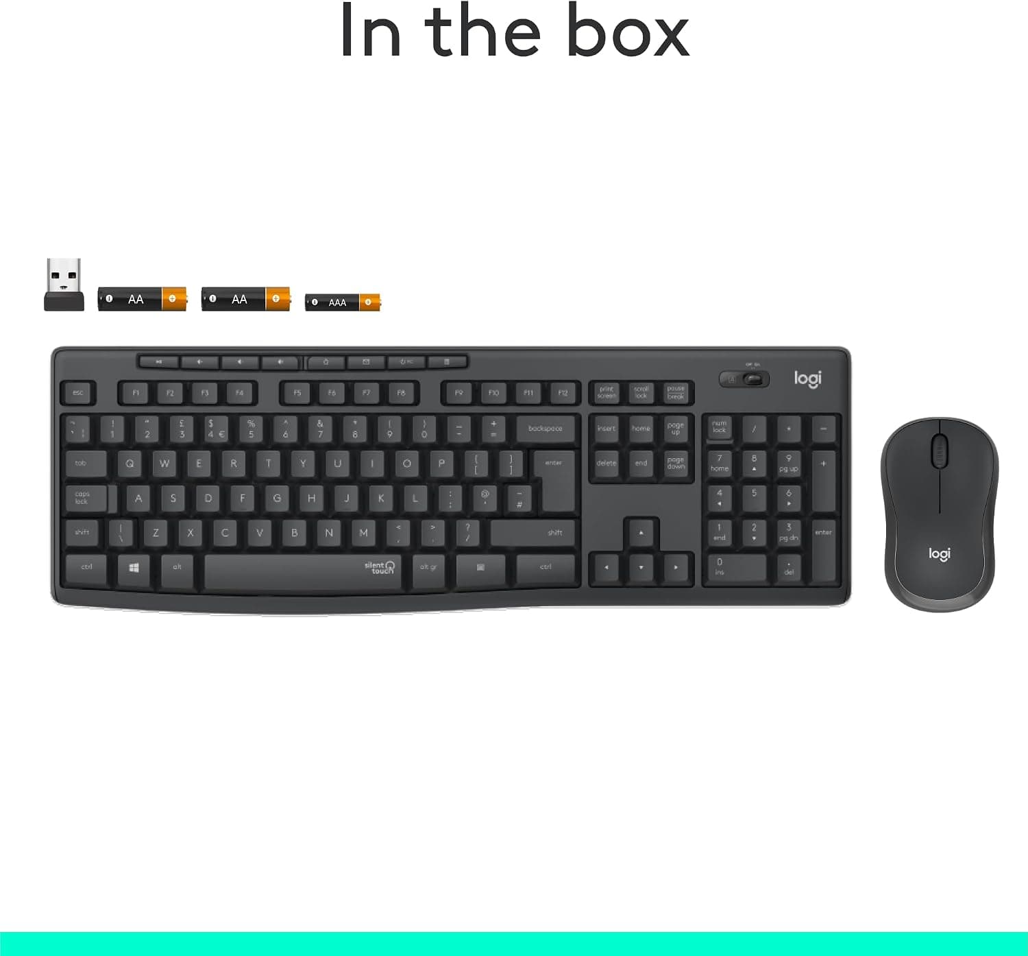 ست کیبورد و ماوس بیسیم Logitech با فناوری SilentTouch، صفحهکلید عددی کامل و AR، گرافیتی ست کیبورد و ماوس بیسیم Logitech با فناوری SilentTouch، صفحهکلید عددی کامل و AR، گرافیتی