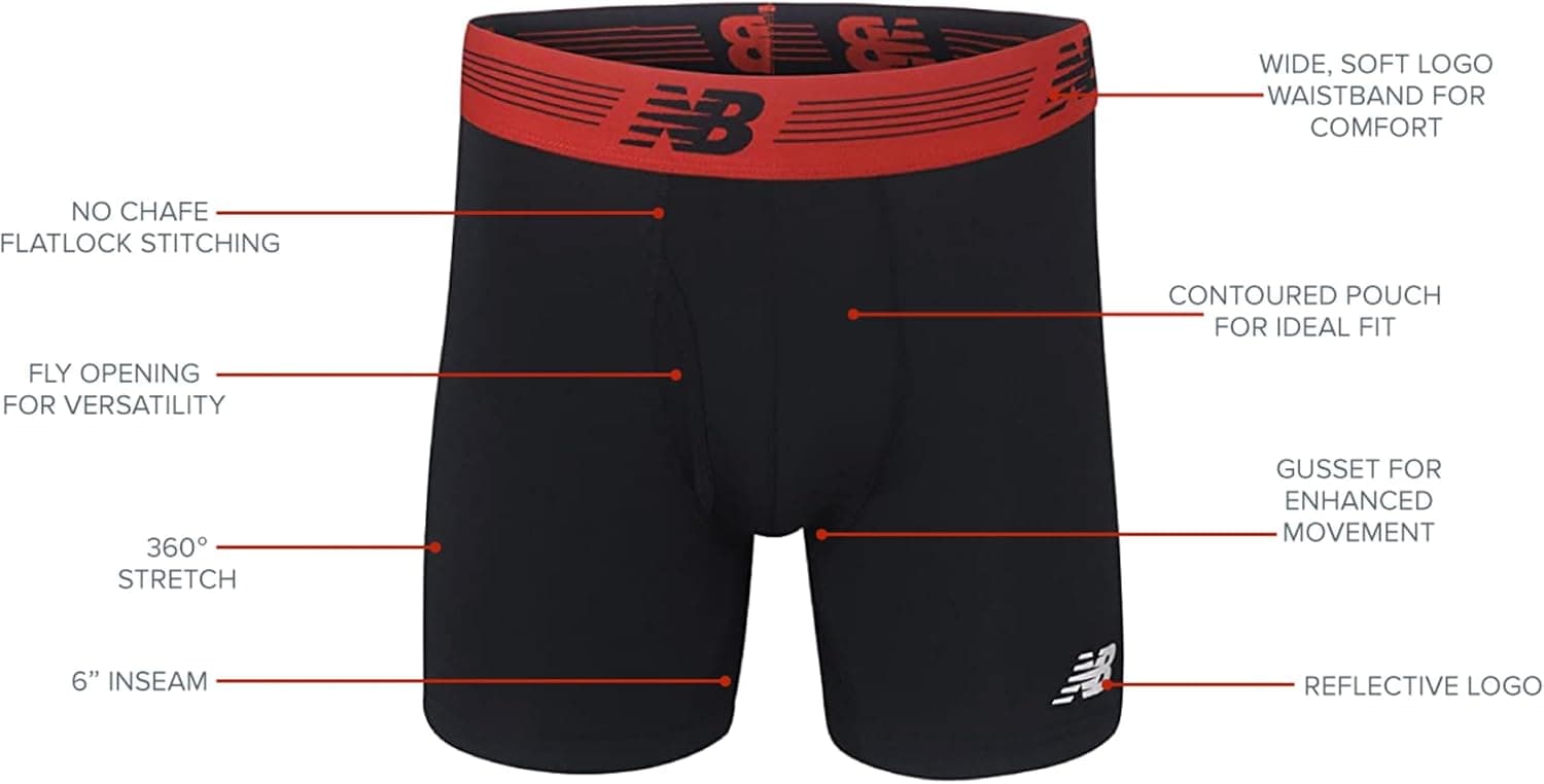باکسر مردانه New Balance مدل Nb3017-4 عملکردی بدون زیپ 5” 4-Pack باکسر مردانه New Balance مدل Nb3017-4 عملکردی بدون زیپ 5” 4-Pack