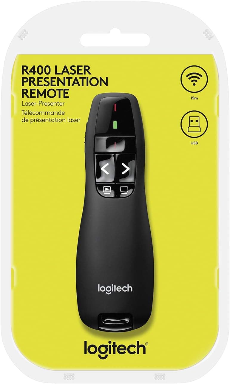 ریموت ارائه بیسیم Logitech با نشانگر لیزری مدل R400 ریموت ارائه بیسیم Logitech با نشانگر لیزری مدل R400
