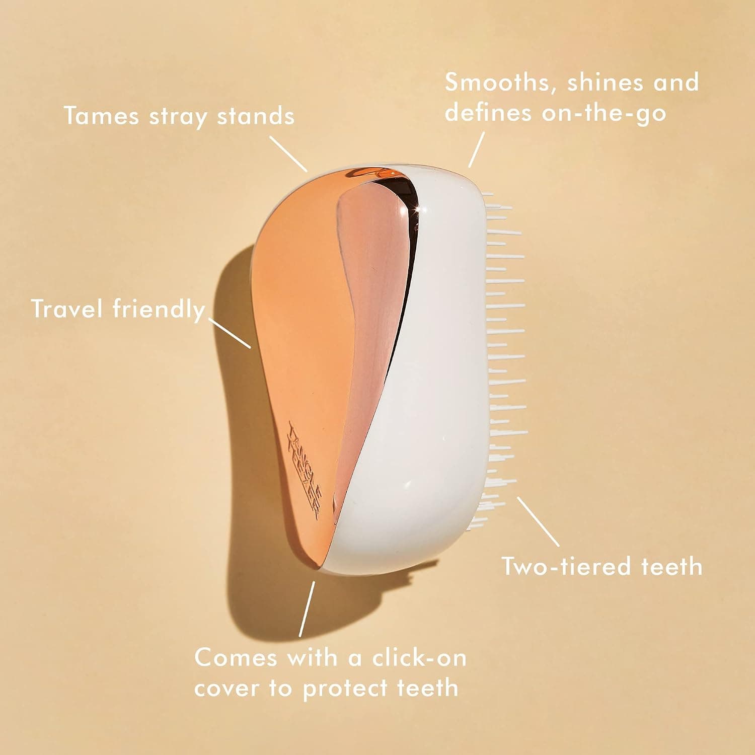 برس مو Tangle Teezer Compact Styler رزگلد عاجی با درب سفری برس مو Tangle Teezer Compact Styler رزگلد عاجی با درب سفری