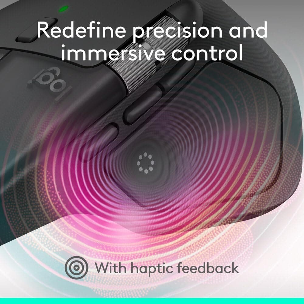 ماوس بیسیم ارگونومیک Logitech با بازخورد لمسی، اسکرول فوقسریع و شارژ USB-C، گرافیتی مدل MX Master 4 ماوس بیسیم ارگونومیک Logitech با بازخورد لمسی، اسکرول فوقسریع و شارژ USB-C، گرافیتی مدل MX Master 4