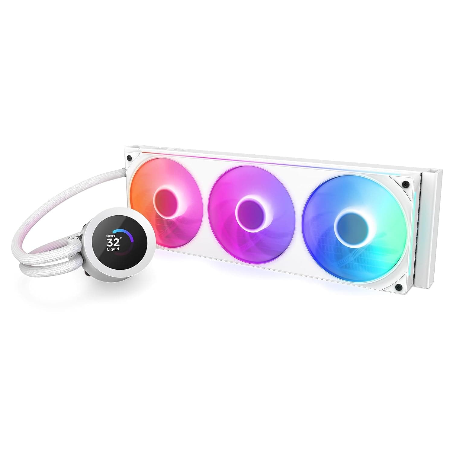خنککننده مایع پردازنده NZXT Kraken Plus 360 RGB با رادیاتور 360mm، فن F360 RGB و نمایشگر LCD مربعی 1.54 اینچی، سفید خنککننده مایع پردازنده NZXT Kraken Plus 360 RGB با رادیاتور 360mm، فن F360 RGB و نمایشگر LCD مربعی 1.54 اینچی، سفید