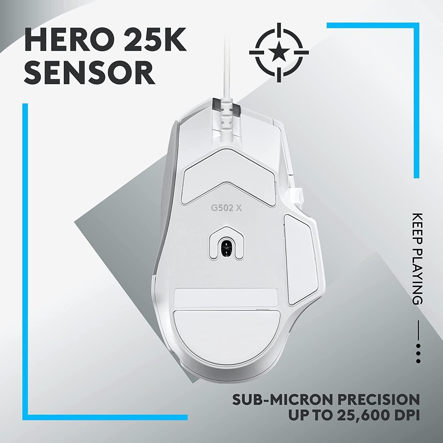 ماوس گیمینگ سیمی Logitech G با کلیدهای هیبریدی اپتیکال-مکانیکی LIGHTFORCE و حسگر HERO 25K، سفید ماوس گیمینگ سیمی Logitech G با کلیدهای هیبریدی اپتیکال-مکانیکی LIGHTFORCE و حسگر HERO 25K، سفید