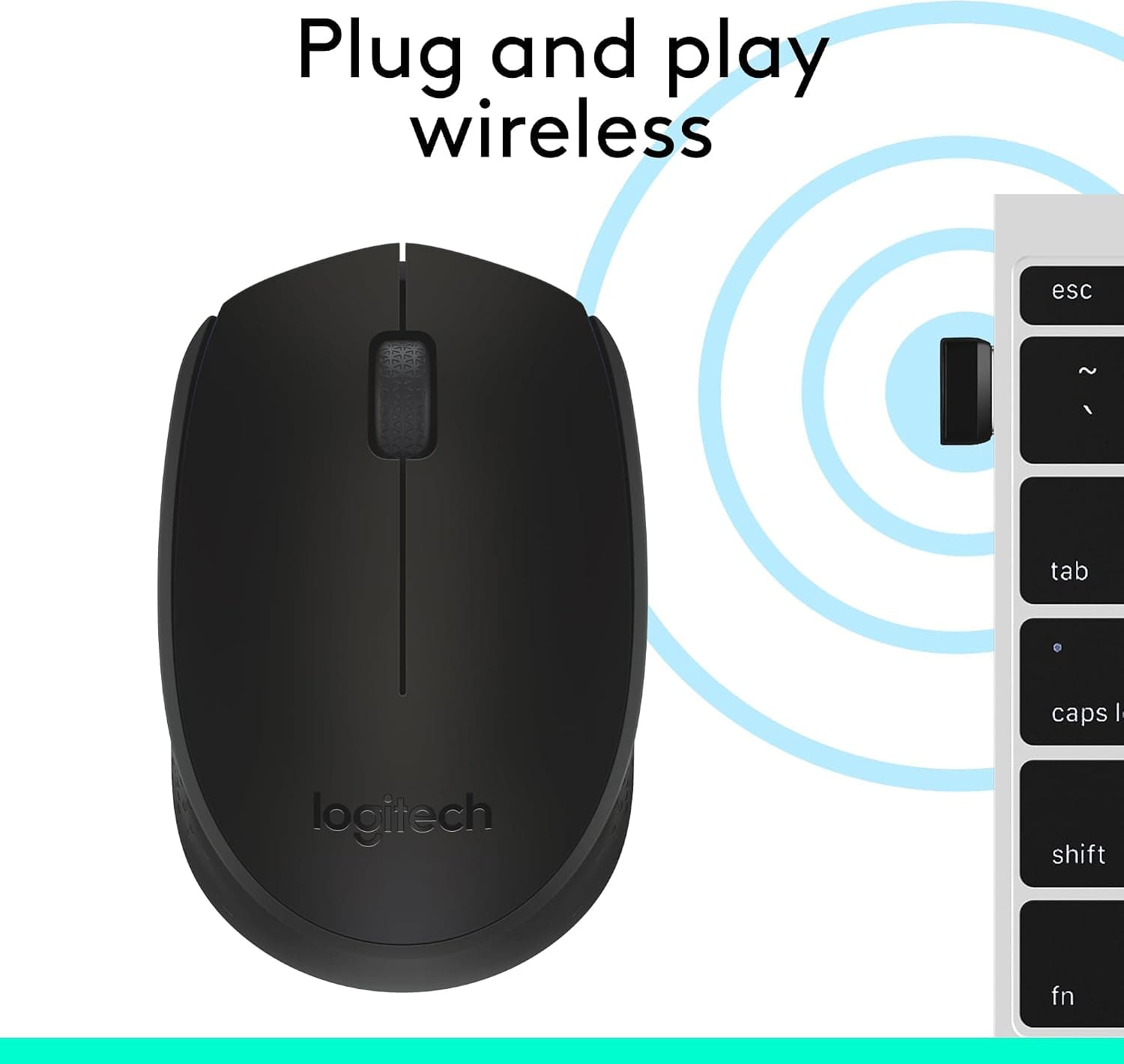 ماوس بیسیم Logitech مناسب کامپیوتر، مک و لپتاپ مشکی مدل M171 ماوس بیسیم Logitech مناسب کامپیوتر، مک و لپتاپ مشکی مدل M171