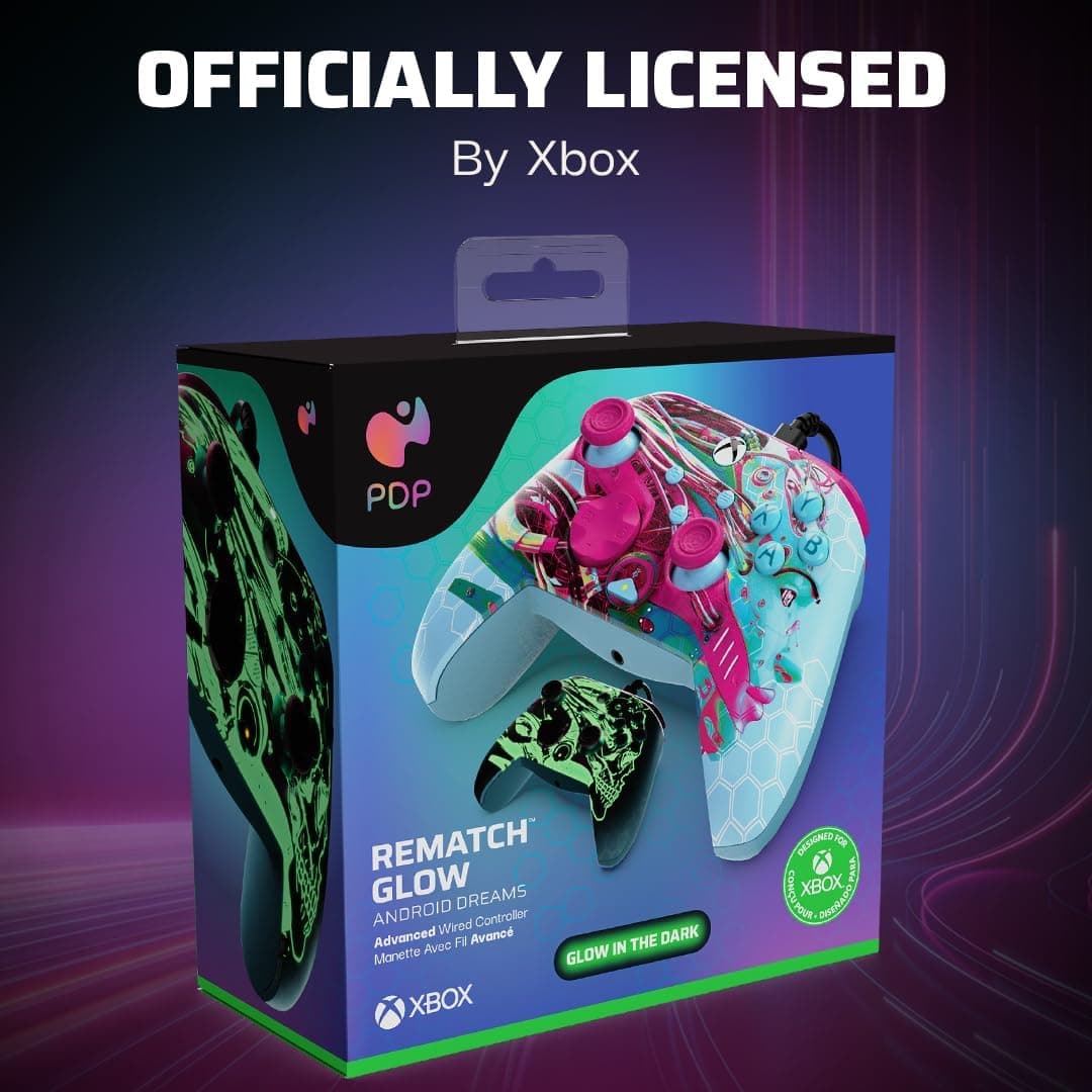 کنترلر بازی سیمی PDP مدل REMATCH GLOW Android Dreams برای Xbox و PC کنترلر بازی سیمی PDP مدل REMATCH GLOW Android Dreams برای Xbox و PC