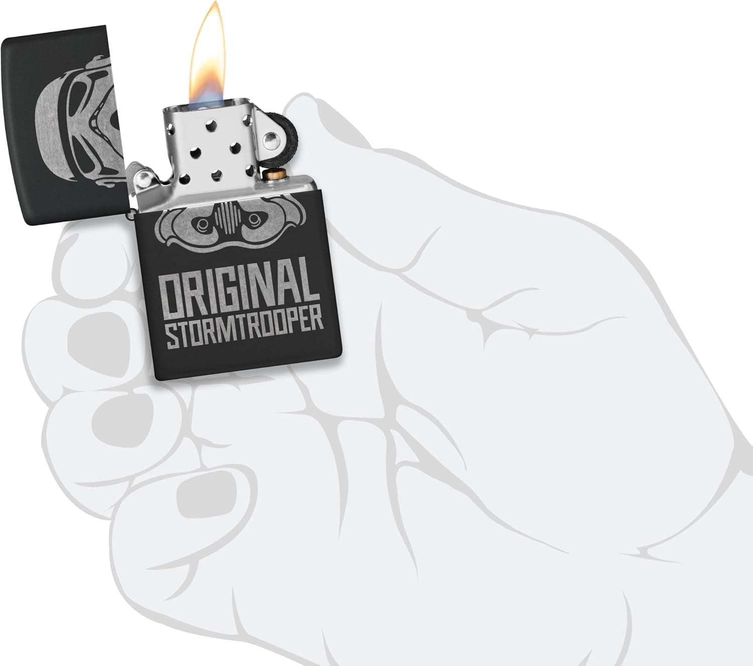 فندک Zippo بادگیر طرح Stormtrooper Helmet مشکی مات با کروم فندک Zippo بادگیر طرح Stormtrooper Helmet مشکی مات با کروم