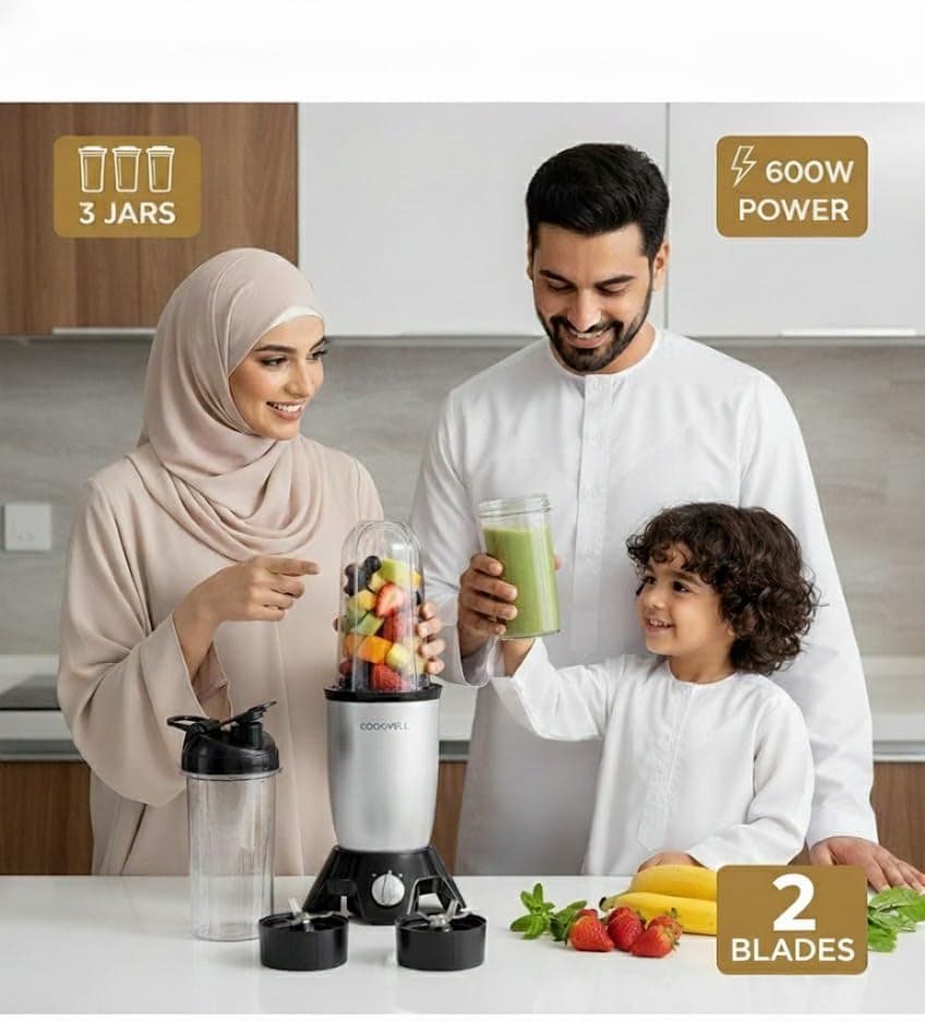 مخلوطکن بولت COOKWELL 600W با موتور مسی ۳ ظرف ۲ تیغه نقرهای مخلوطکن بولت COOKWELL 600W با موتور مسی ۳ ظرف ۲ تیغه نقرهای