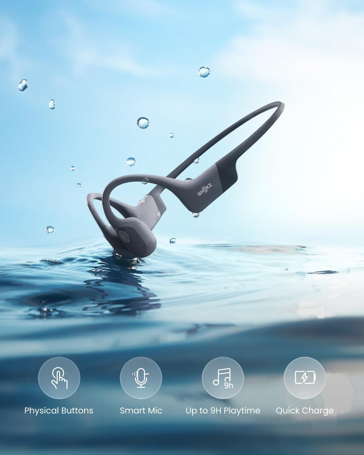 هدفون ورزشی SHOKZ انتقال استخوانی ضدآب IP68 مدل OpenSwim Pro خاکستری هدفون ورزشی SHOKZ انتقال استخوانی ضدآب IP68 مدل OpenSwim Pro خاکستری