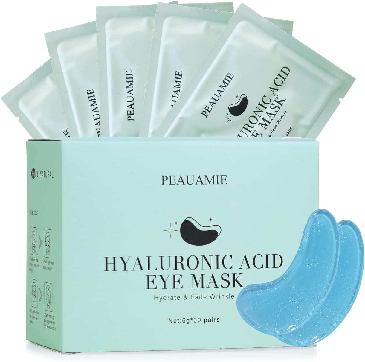 پچ زیر چشم PEAUAMIE هیالورونیک اسید برای گودی، تورم و چروک 30 جفت پچ زیر چشم PEAUAMIE هیالورونیک اسید برای گودی، تورم و چروک 30 جفت