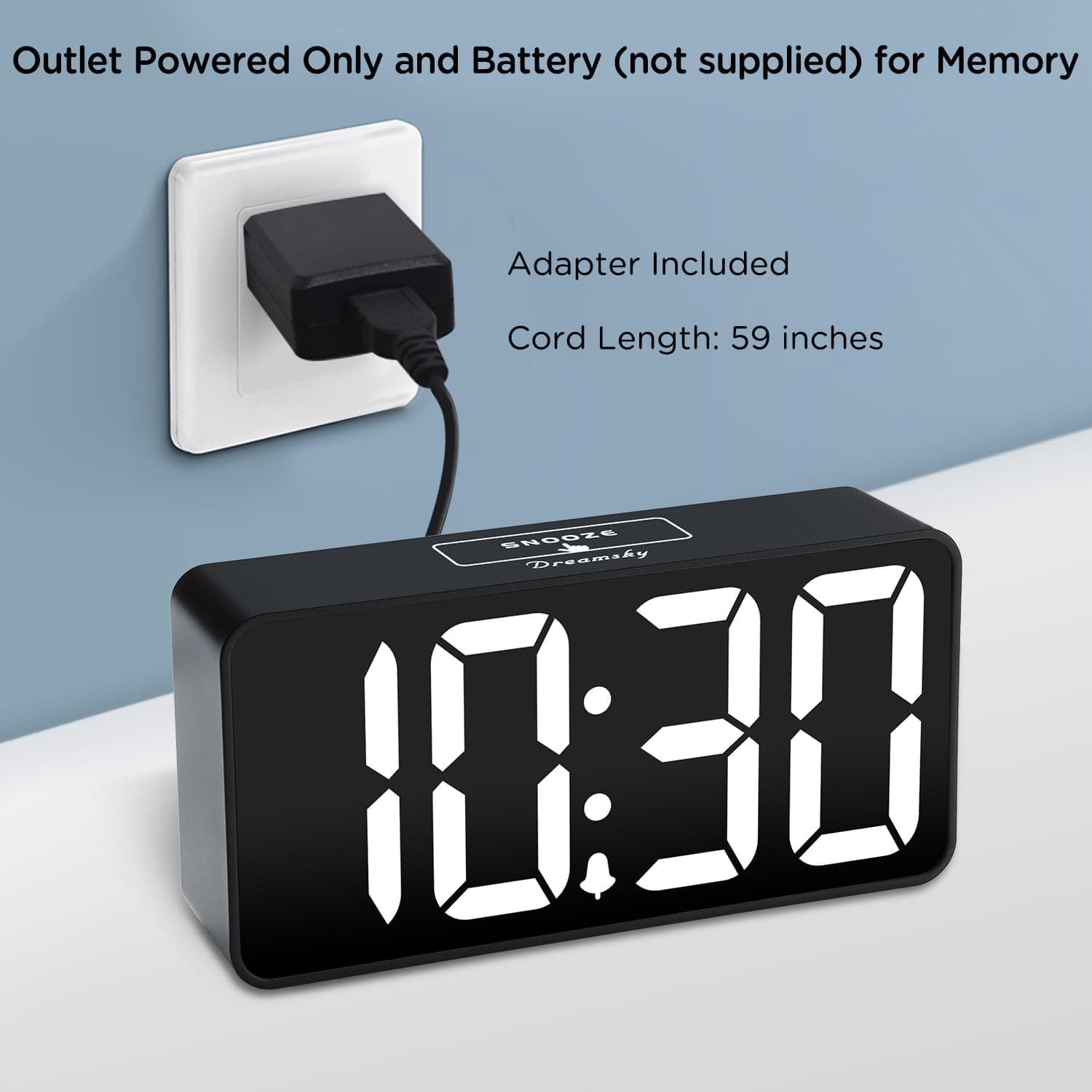 ساعت زنگدار دیجیتال رومیزی DreamSky با درگاه USB، تنظیم نور نمایشگر و تعویق زنگ سفید ساعت زنگدار دیجیتال رومیزی DreamSky با درگاه USB، تنظیم نور نمایشگر و تعویق زنگ سفید