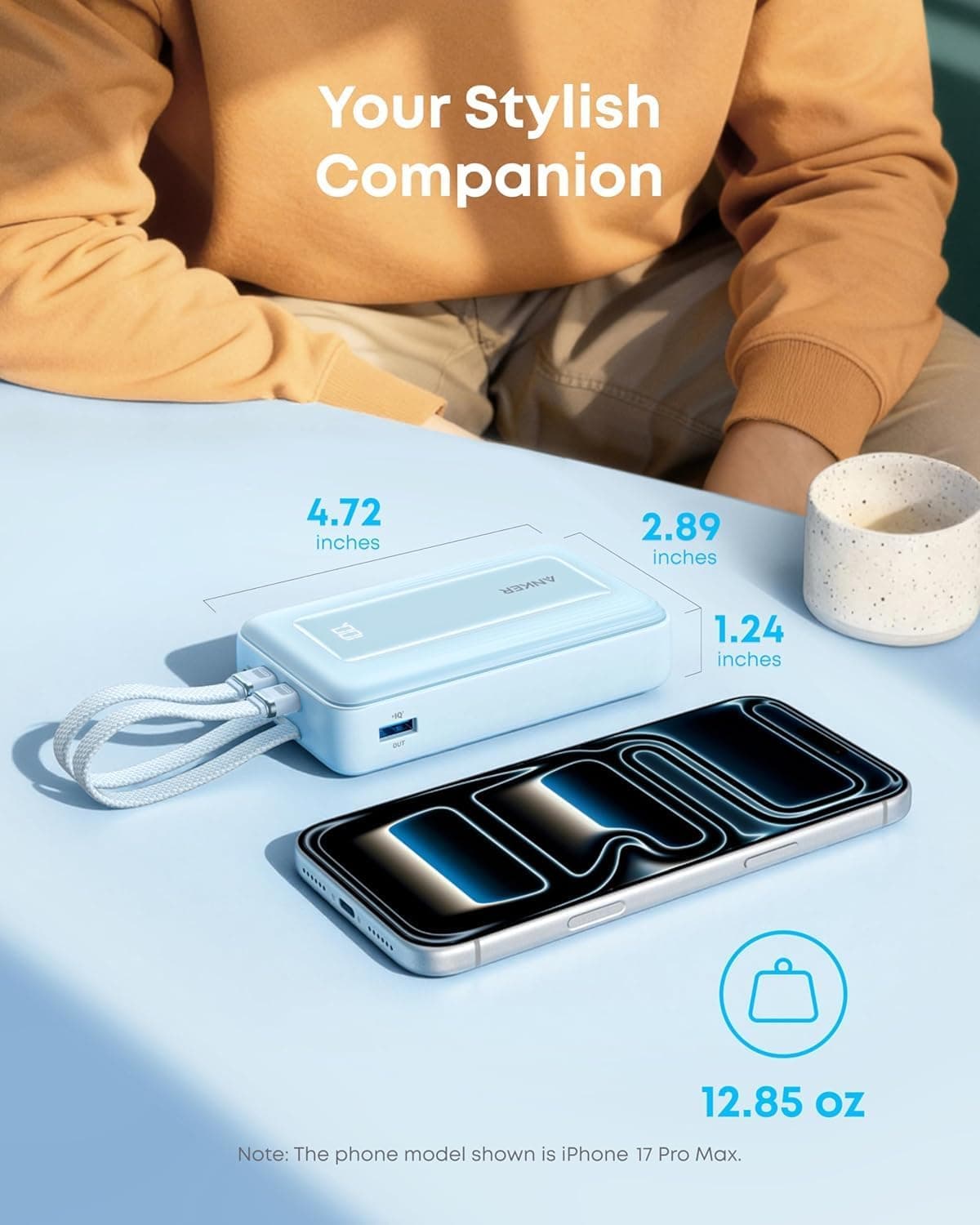 پاوربانک Anker قابل حمل 45W با ظرفیت 20,000mAh و دو کابل USB-C داخلی پاوربانک Anker قابل حمل 45W با ظرفیت 20,000mAh و دو کابل USB-C داخلی