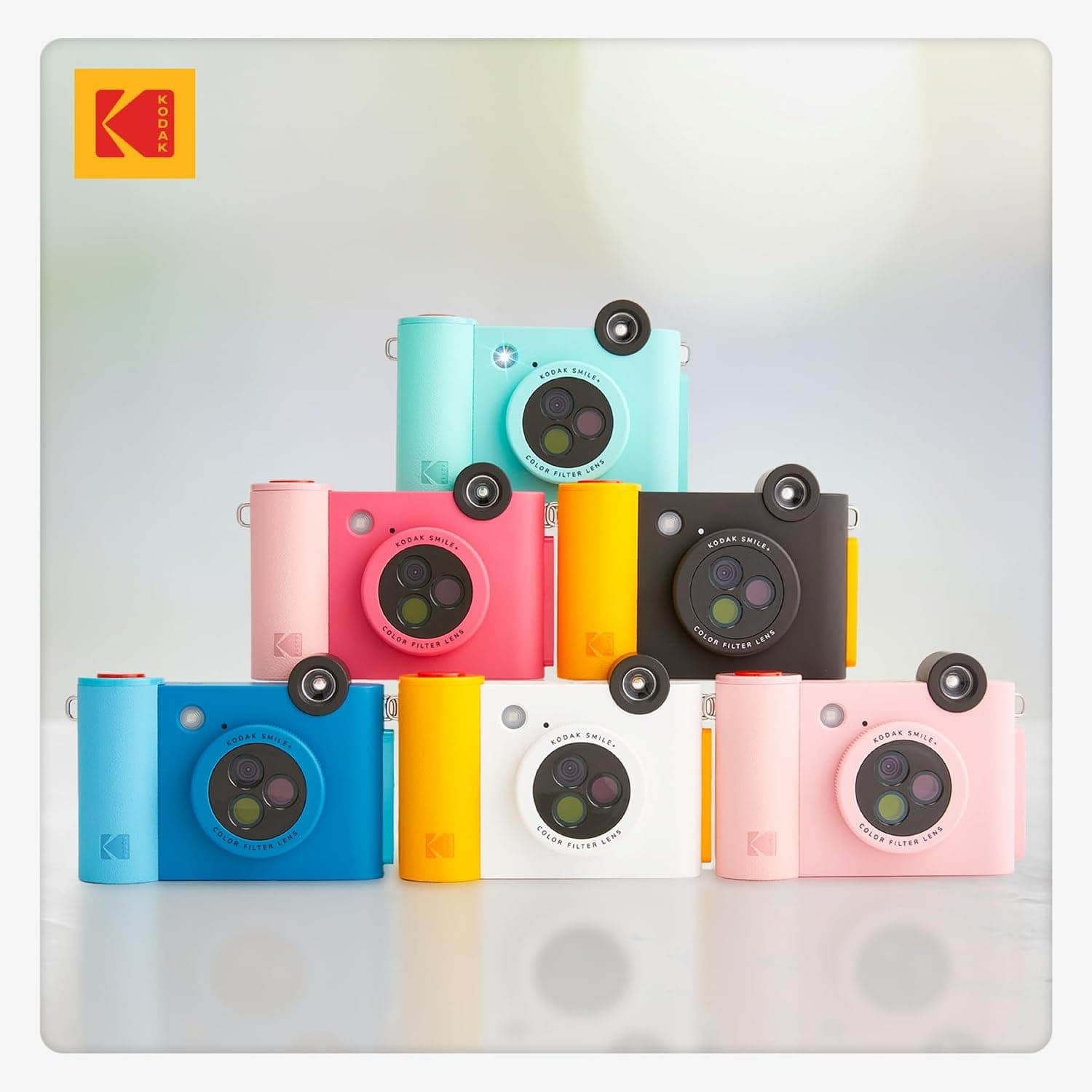 دوربین چاپ فوری دیجیتال KODAK Smile+ دوکاره با لنز تغییر افکت و فناوری چاپ Zink، عکسهای چسبدار 2x3، آبی دوربین چاپ فوری دیجیتال KODAK Smile+ دوکاره با لنز تغییر افکت و فناوری چاپ Zink، عکسهای چسبدار 2x3، آبی