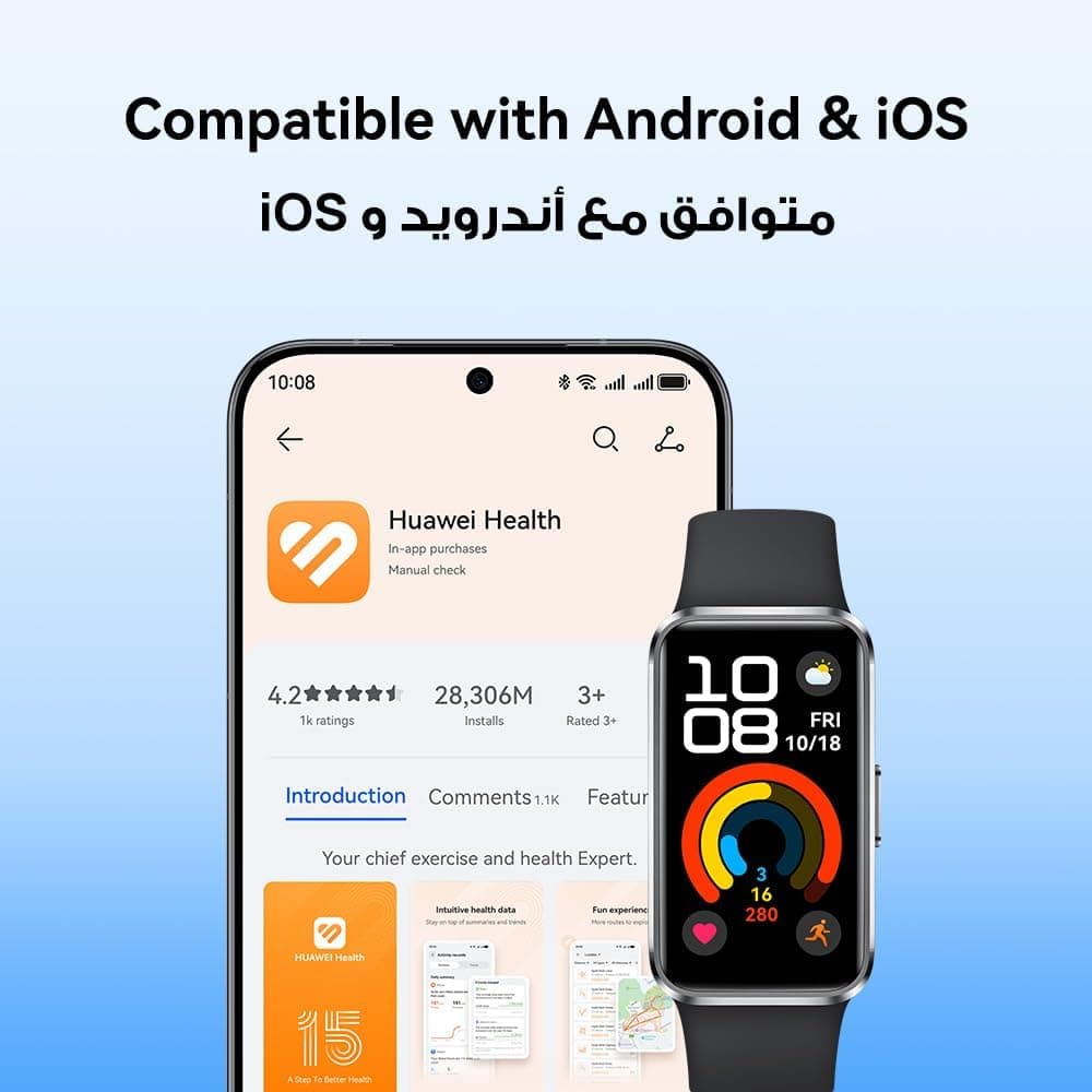 ساعت هوشمند HUAWEI با طراحی فلزی، تحلیل خواب و 100 حالت ورزشی مدل Band 10 مشکی ساعت هوشمند HUAWEI با طراحی فلزی، تحلیل خواب و 100 حالت ورزشی مدل Band 10 مشکی
