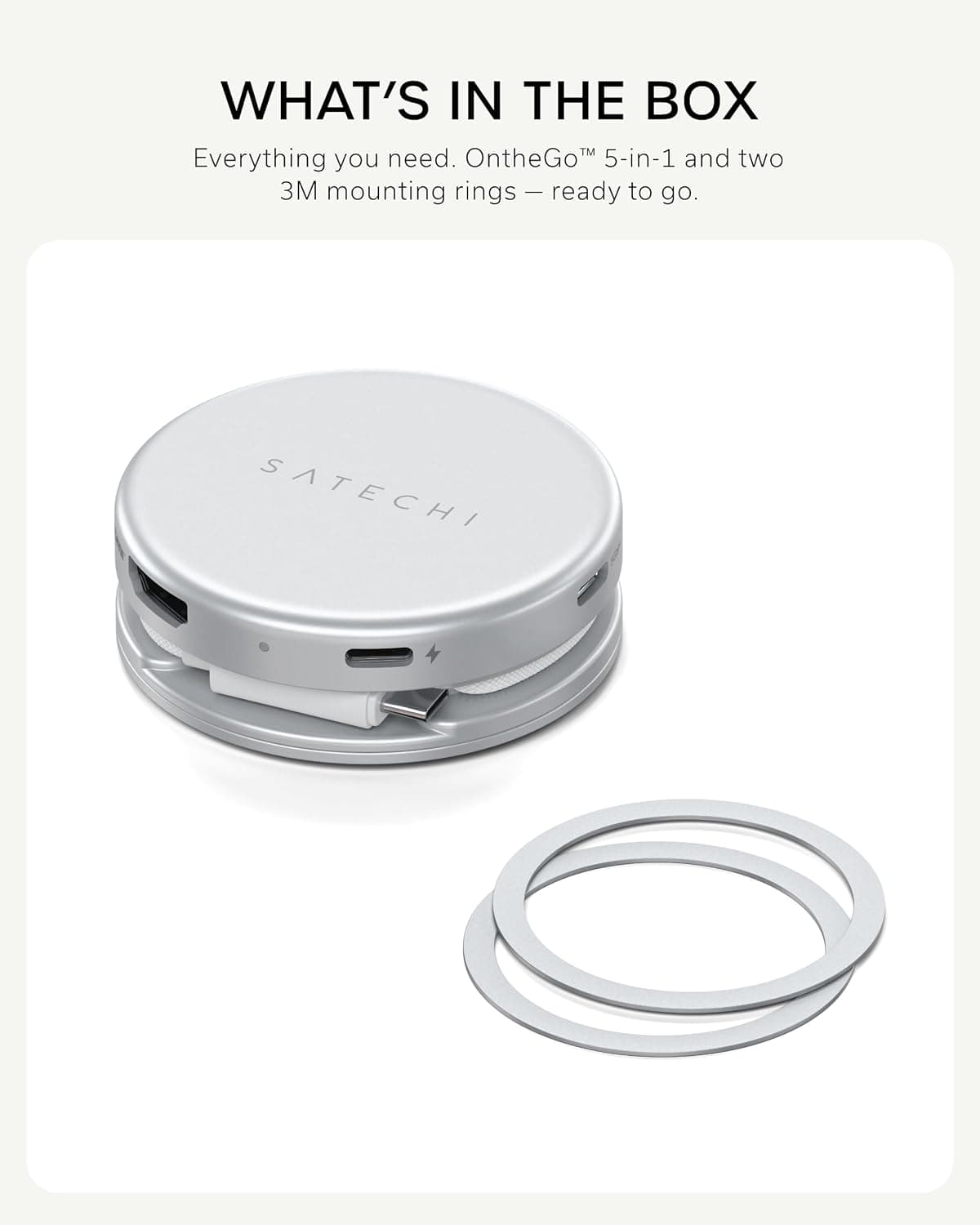 هاب USB-C 5-in-1 SATECHI با HDMI 4K@60Hz و کارتخوان SD نقرهای مدل OntheGo هاب USB-C 5-in-1 SATECHI با HDMI 4K@60Hz و کارتخوان SD نقرهای مدل OntheGo