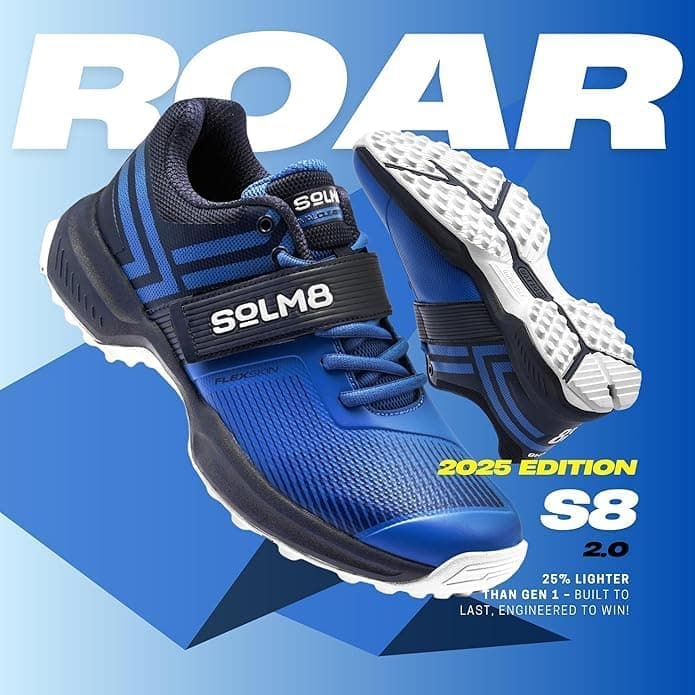 کفش کریکت مردانه SOLM8 با میخ لاستیکی، پنجه پهن، بند Speed-Fit و کفی ژلهای مدل S8 کفش کریکت مردانه SOLM8 با میخ لاستیکی، پنجه پهن، بند Speed-Fit و کفی ژلهای مدل S8