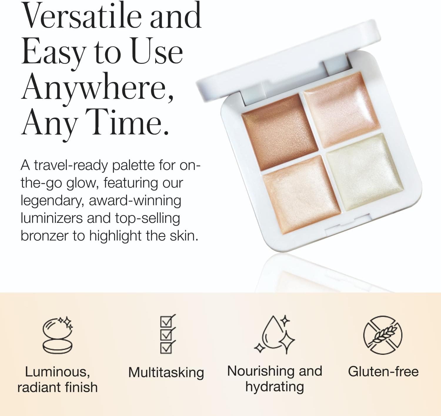 پالت هایلایتر و برنزر کرمی RMS Beauty Living Luminizer Glow Quad Mini 0.08 oz پالت هایلایتر و برنزر کرمی RMS Beauty Living Luminizer Glow Quad Mini 0.08 oz