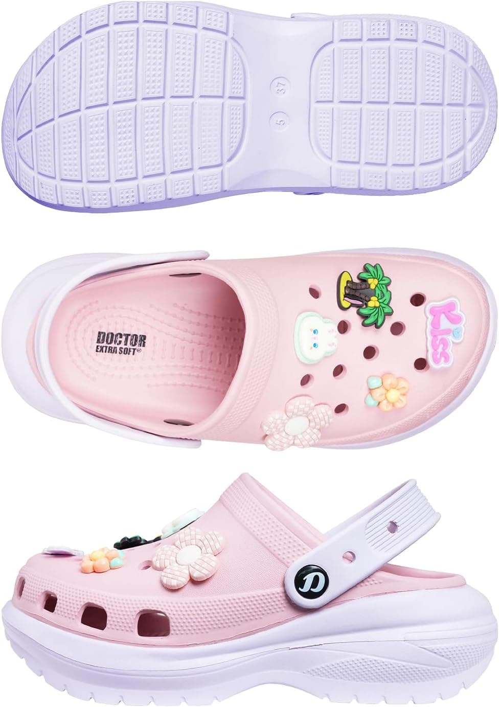 کلاگ و صندل دخترانه Doctor Extra Soft ضدلغزش و ضدآب مدل D-555 کلاگ و صندل دخترانه Doctor Extra Soft ضدلغزش و ضدآب مدل D-555