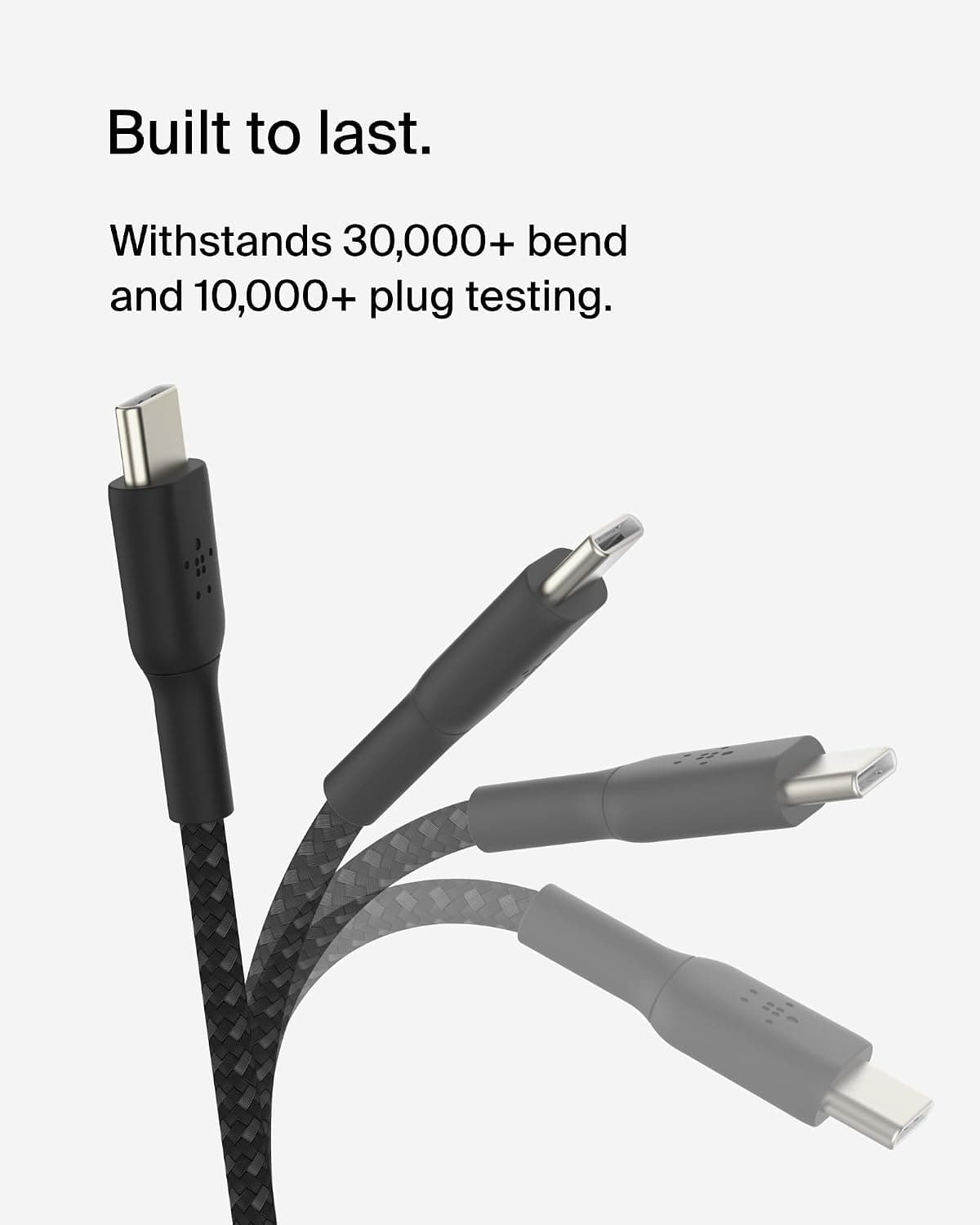 کابل شارژ سریع USB-C بافته Belkin، 1 Metre، مشکی کابل شارژ سریع USB-C بافته Belkin، 1 Metre، مشکی