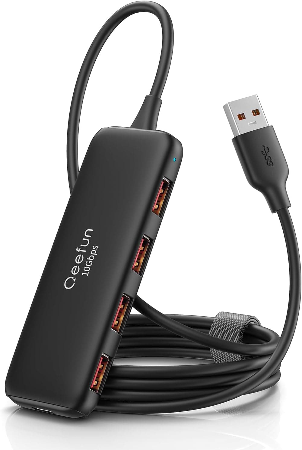 هاب USB Q QEEFUN با ۴ پورت داده USB-A، سرعت 10Gbps و کابل 4ft هاب USB Q QEEFUN با ۴ پورت داده USB-A، سرعت 10Gbps و کابل 4ft