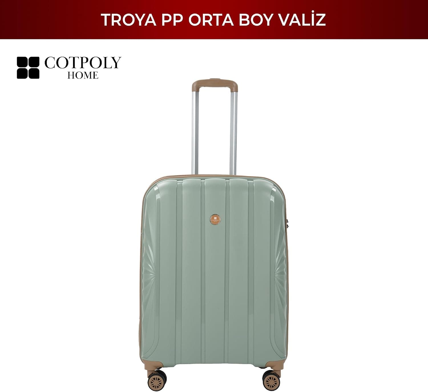 چمدان متوسط سبز Cotpoly Home پلیپروپیلن مقاوم در برابر ضربه مدل Troya چمدان متوسط سبز Cotpoly Home پلیپروپیلن مقاوم در برابر ضربه مدل Troya