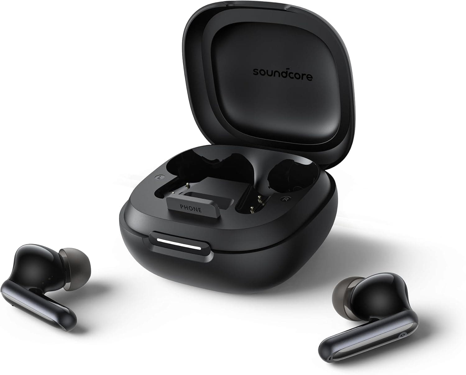 هدفون بلوتوثی توگوشی Anker Soundcore با حذف نویز تطبیقی، محفظه شارژ و پایه گوشی دوکاره، IPX5، شارژ بیسیم، مشکی مدل A3955 هدفون بلوتوثی توگوشی Anker Soundcore با حذف نویز تطبیقی، محفظه شارژ و پایه گوشی دوکاره، IPX5، شارژ بیسیم، مشکی مدل A3955
