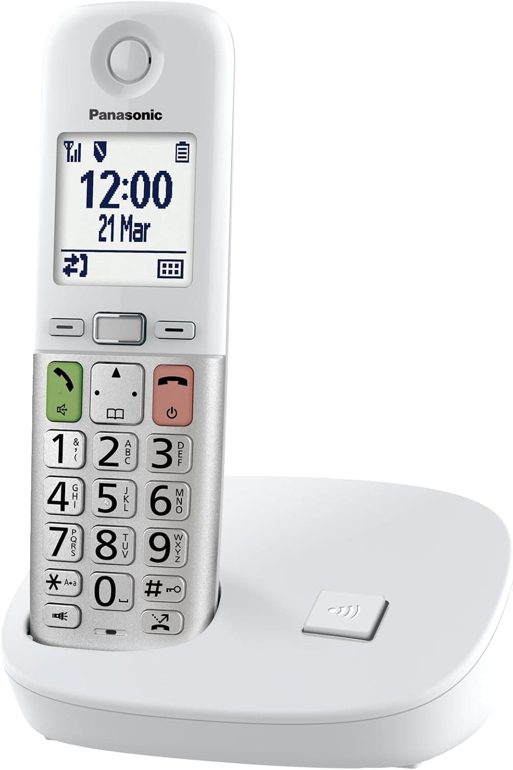 تلفن بیسیم Panasonic با منشی تلفنی و نمایشگر LCD، چراغقوه، سازگار با سمعک، سفید و نقرهای مدل KX-TGU410EXW تلفن بیسیم Panasonic با منشی تلفنی و نمایشگر LCD، چراغقوه، سازگار با سمعک، سفید و نقرهای مدل KX-TGU410EXW