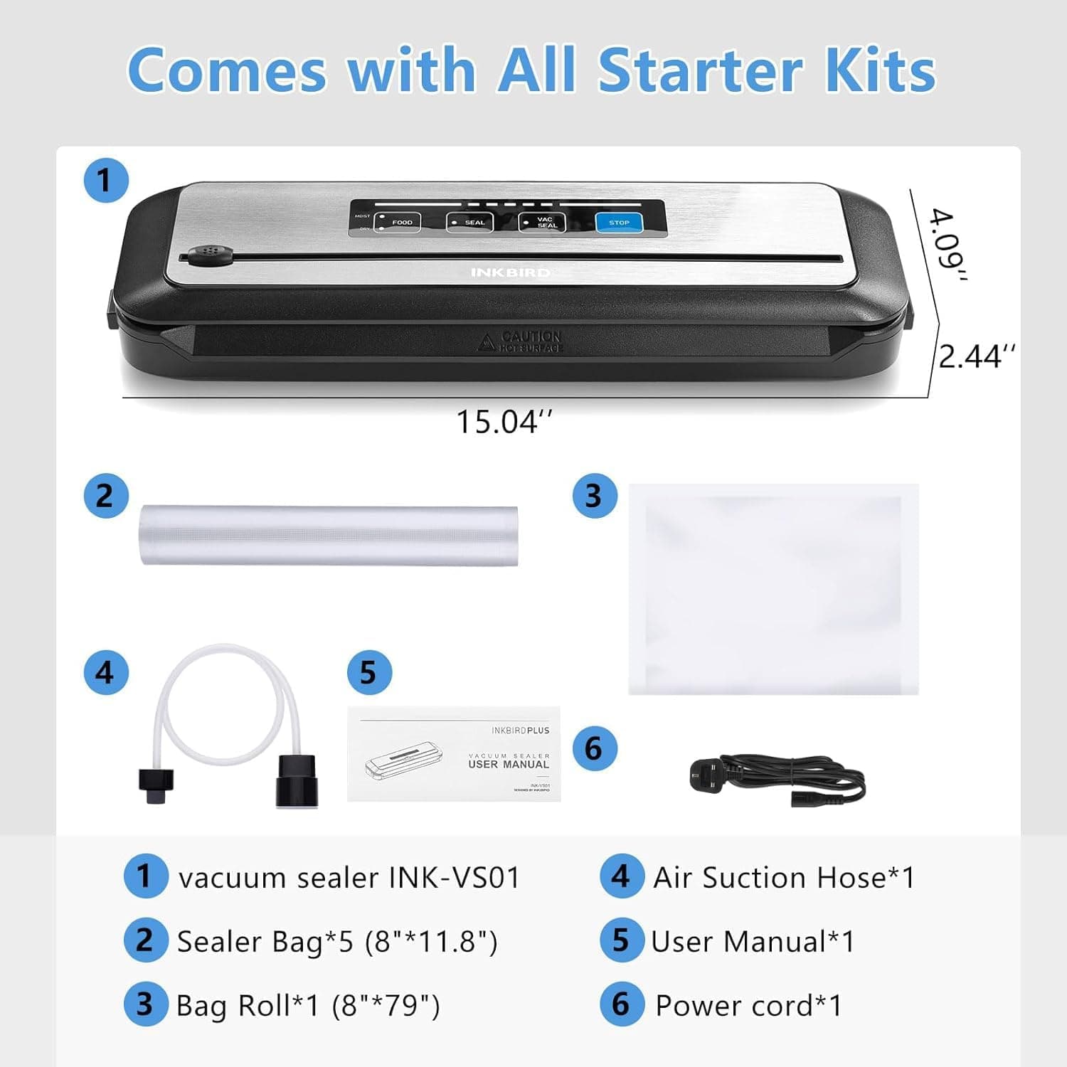 دستگاه وکیوم مواد غذایی Inkbird مدل INK-VS01 با سیل خودکار یکلمسی 220V دستگاه وکیوم مواد غذایی Inkbird مدل INK-VS01 با سیل خودکار یکلمسی 220V
