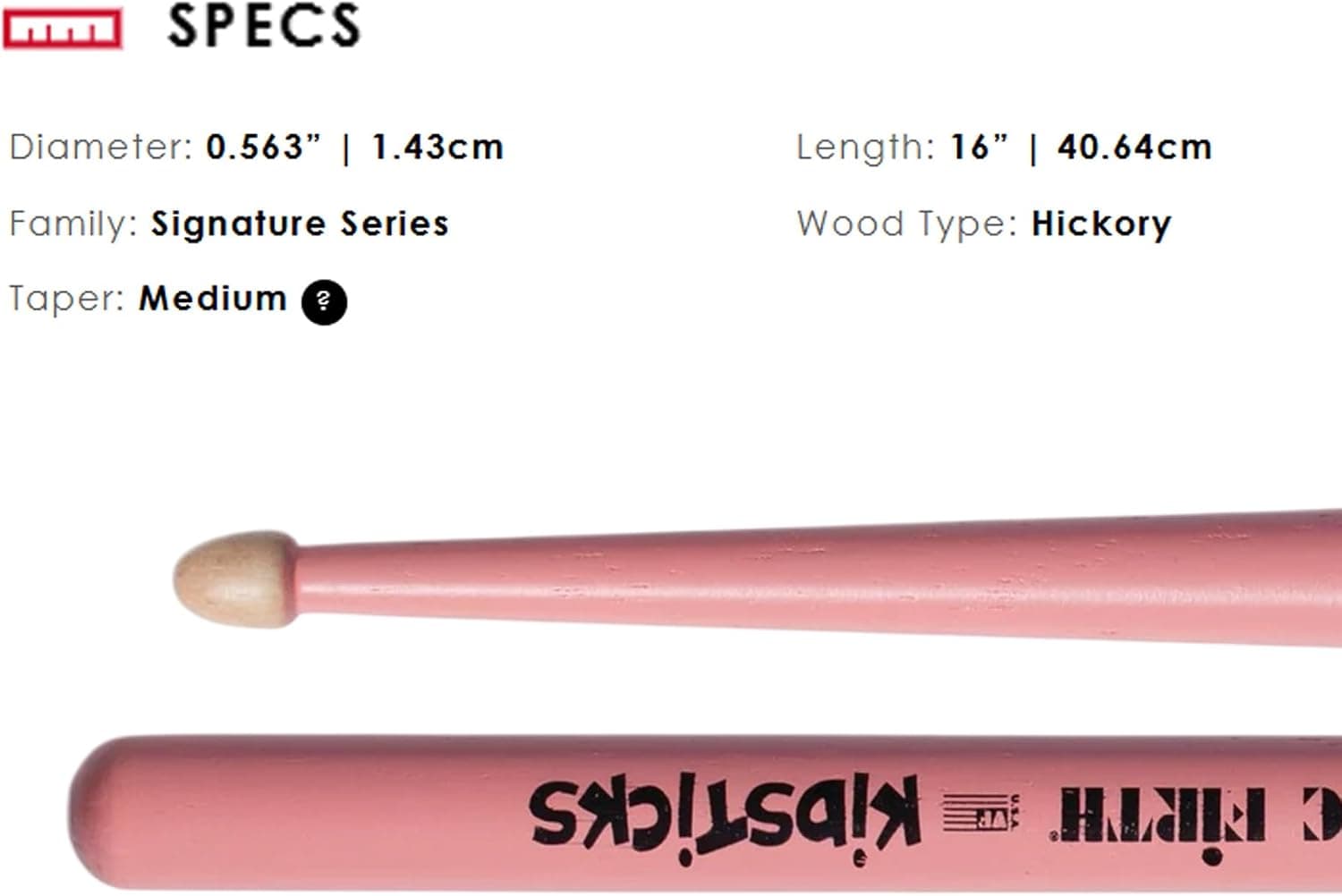 چوب درامز کودک جفتی Vic Firth صورتی از چوب هیکوری 0.520"X13" چوب درامز کودک جفتی Vic Firth صورتی از چوب هیکوری 0.520"X13"