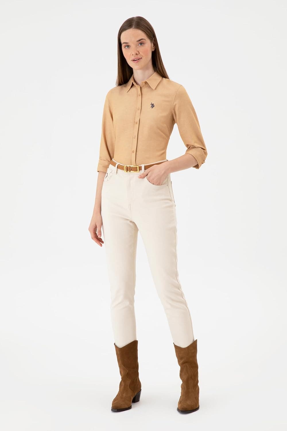 پیراهن زنانه U.S. POLO ASSN. شتری بیسیک مدل 50316711-VR015 پیراهن زنانه U.S. POLO ASSN. شتری بیسیک مدل 50316711-VR015